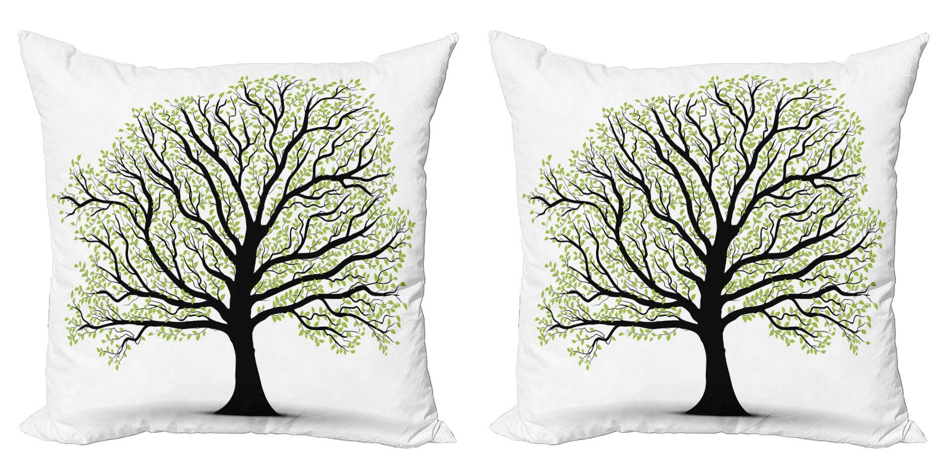 des (2 Kissenbezüge Stück), Doppelseitiger Modern Natur Baum Accent Lebens Abakuhaus Leben Blätter Digitaldruck,