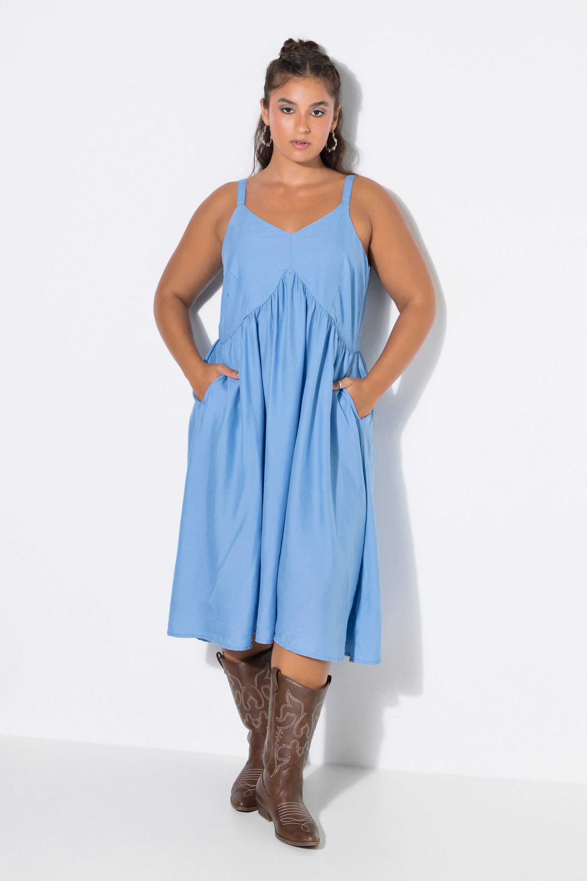 Studio Untold Midikleid Midikleid ärmelloser A-Shape Lyocell Jeanslook