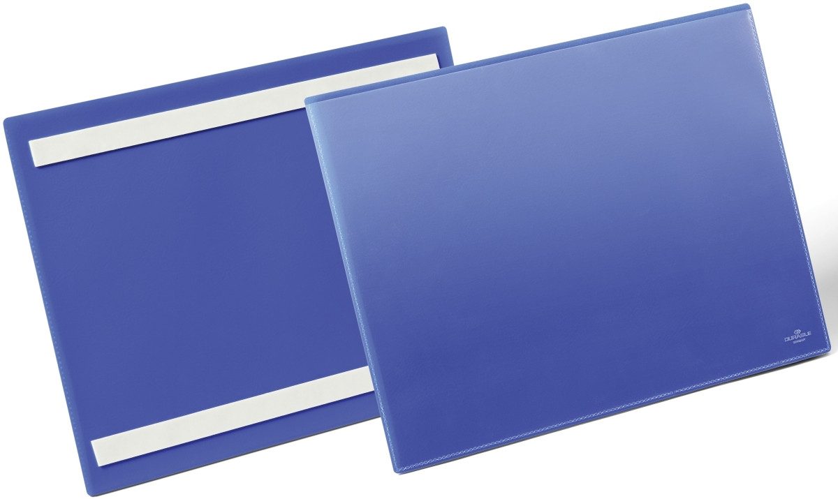 Fächermappe Etikettentaschen selbstklebend A4 quer blau VE=50 Stück