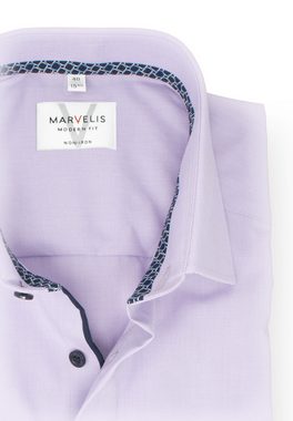 MARVELIS Kurzarmhemd Kurzarmhemd - Modern Fit - Einfarbig - Mauve