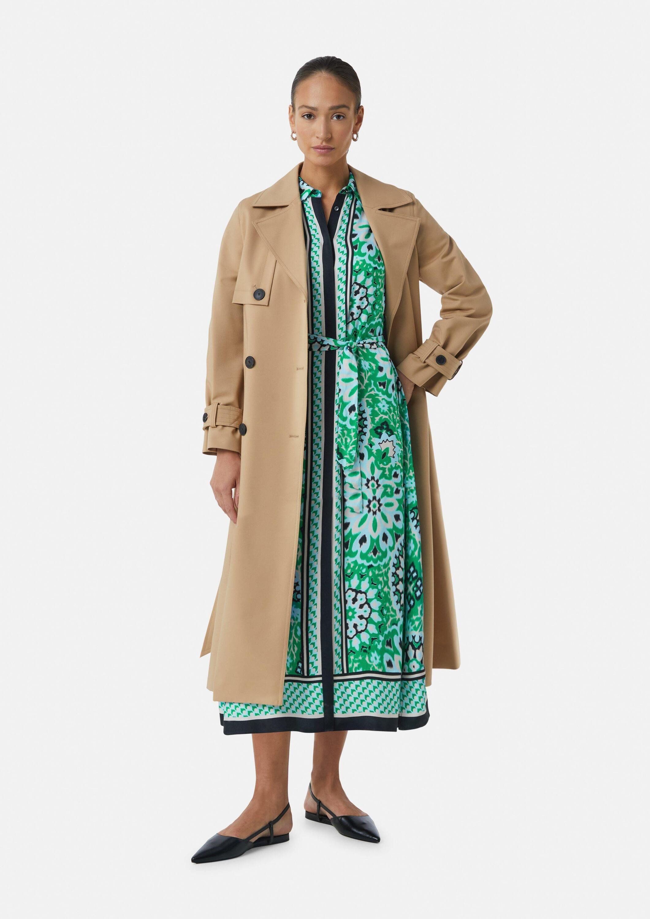 comma Midikleid Kleid Midi-Kleid mit verdeckter Knopfleiste und All-over-Print