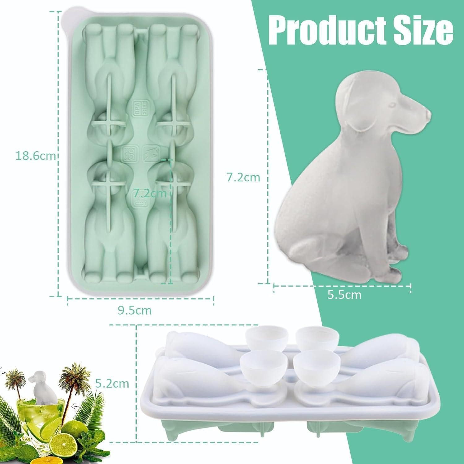 LuxusKollektion Eiswürfelform Eiswürfelform Silikon Deckel 4 Fach Cocktail Whisky Labrador