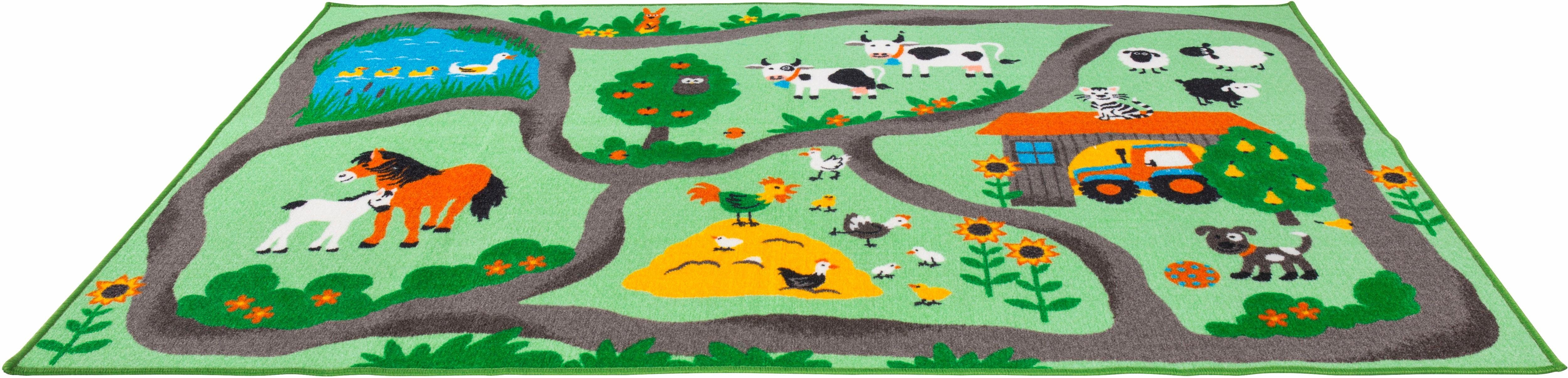 Kinderteppich »Bauernhof«, Andiamo, rechteckig, Höhe 6 mm, Kurzflor, Straßen-Spiel-Teppich, Kinderzimmer-Otto