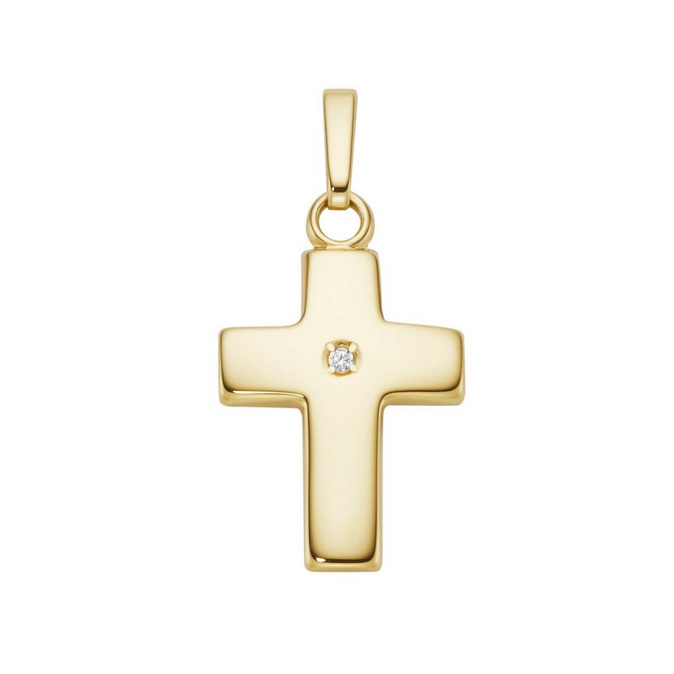 Luigi Merano Kreuzanhänger Kreuz mit Zirkonia, Gold 375