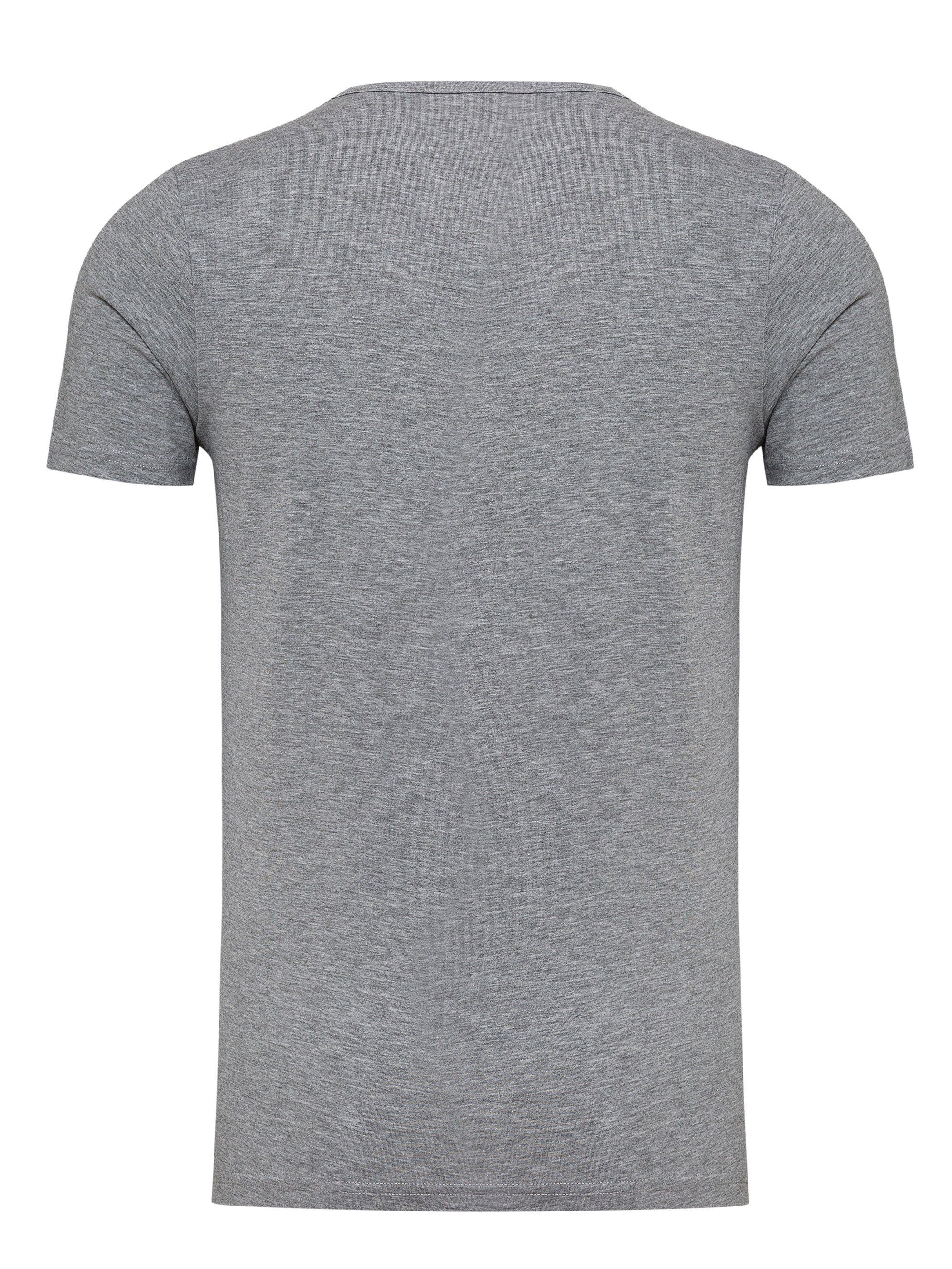 Neck Mythic - Tee Rundhalsshirt (dapple Yazubi Grau T-Shirt (1-tlg) Basic Yazubi gray 163907) Crew modernes