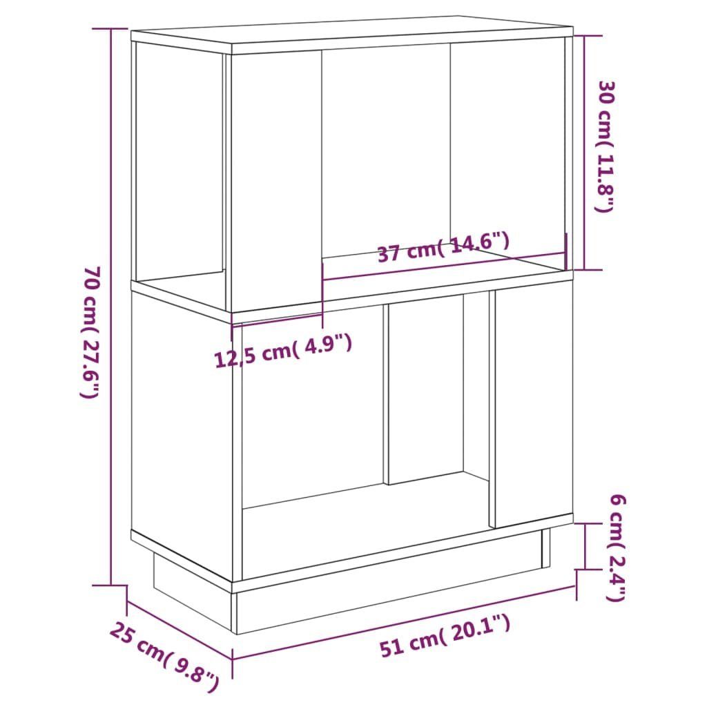 1-tlg. Kiefer, Bücherregal cm vidaXL Bücherregal/Raumteiler Schwarz Massivholz 51x25x70