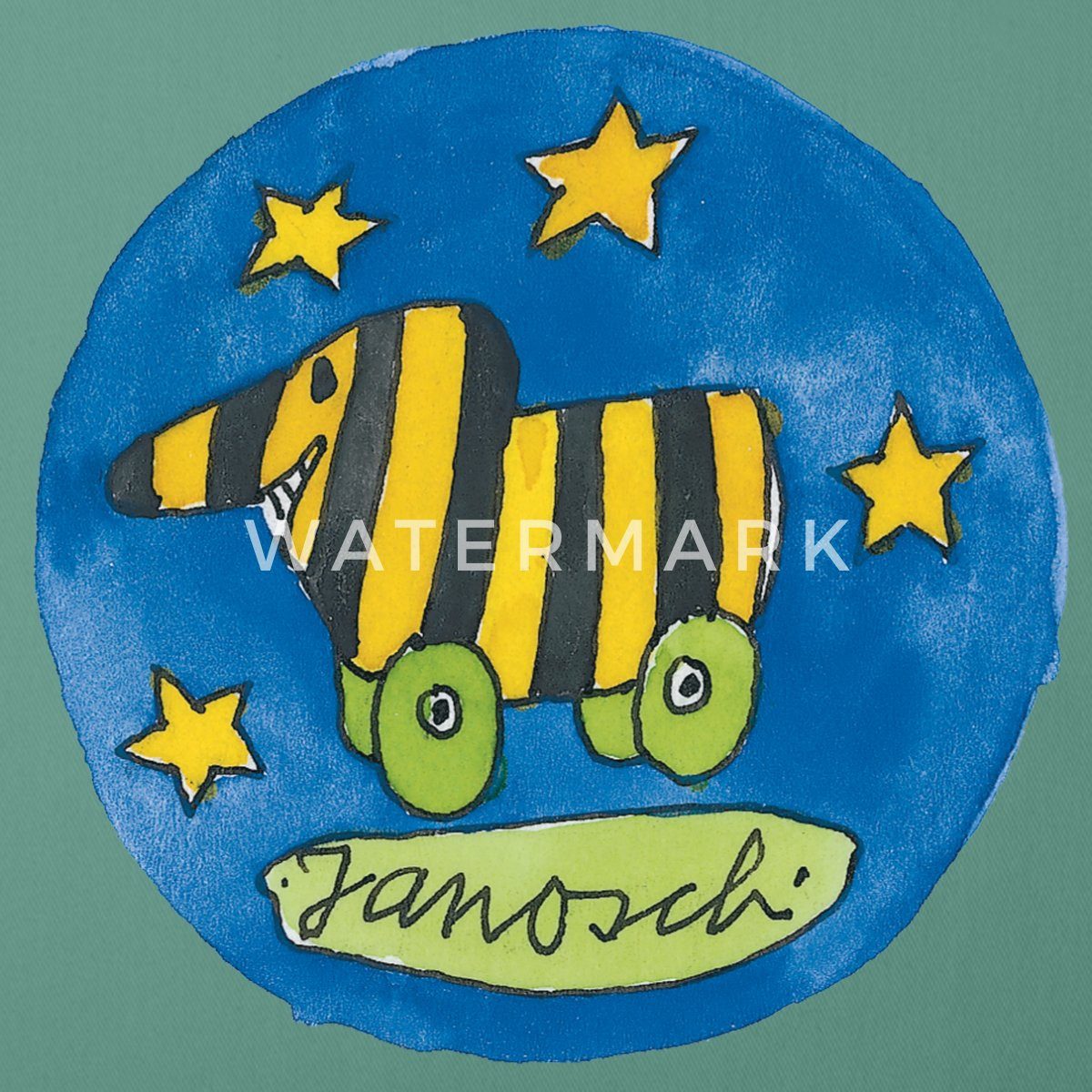 Spreadshirt Kissenbezug Janosch Tigerente Logo Sterne Kissenbezug 45x45 cm