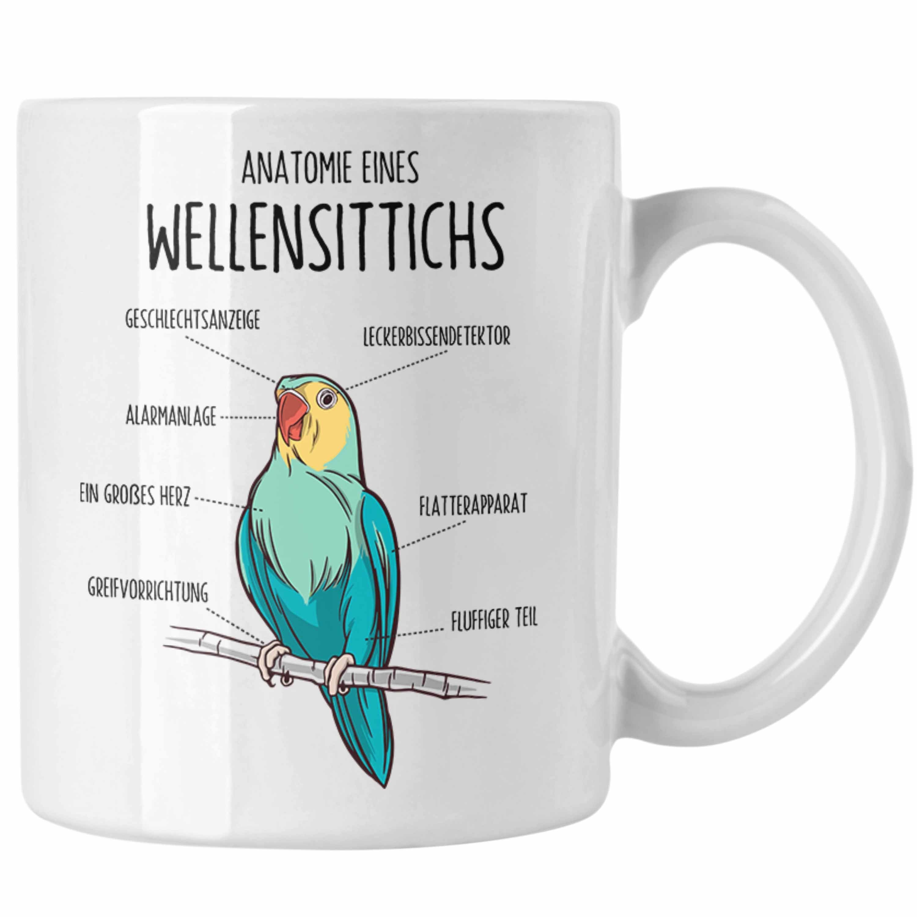 Trendation Tasse Lustige Wellensittich-Tasse Geschenk für Wellensittich-Besitzer Weiss