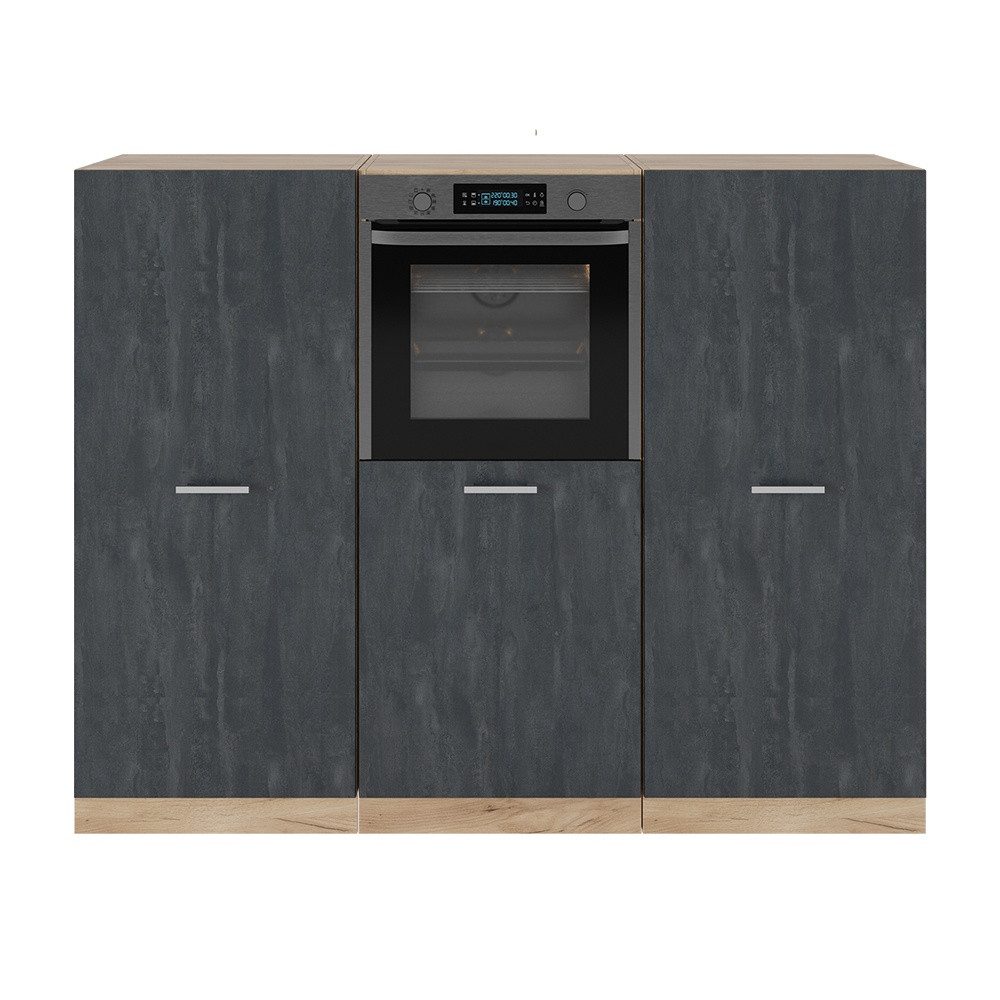 Vicco Küchenzeile R-Line, Schwarz Beton/Goldkraft Eiche, 180 cm ohne Arbeitsplatte