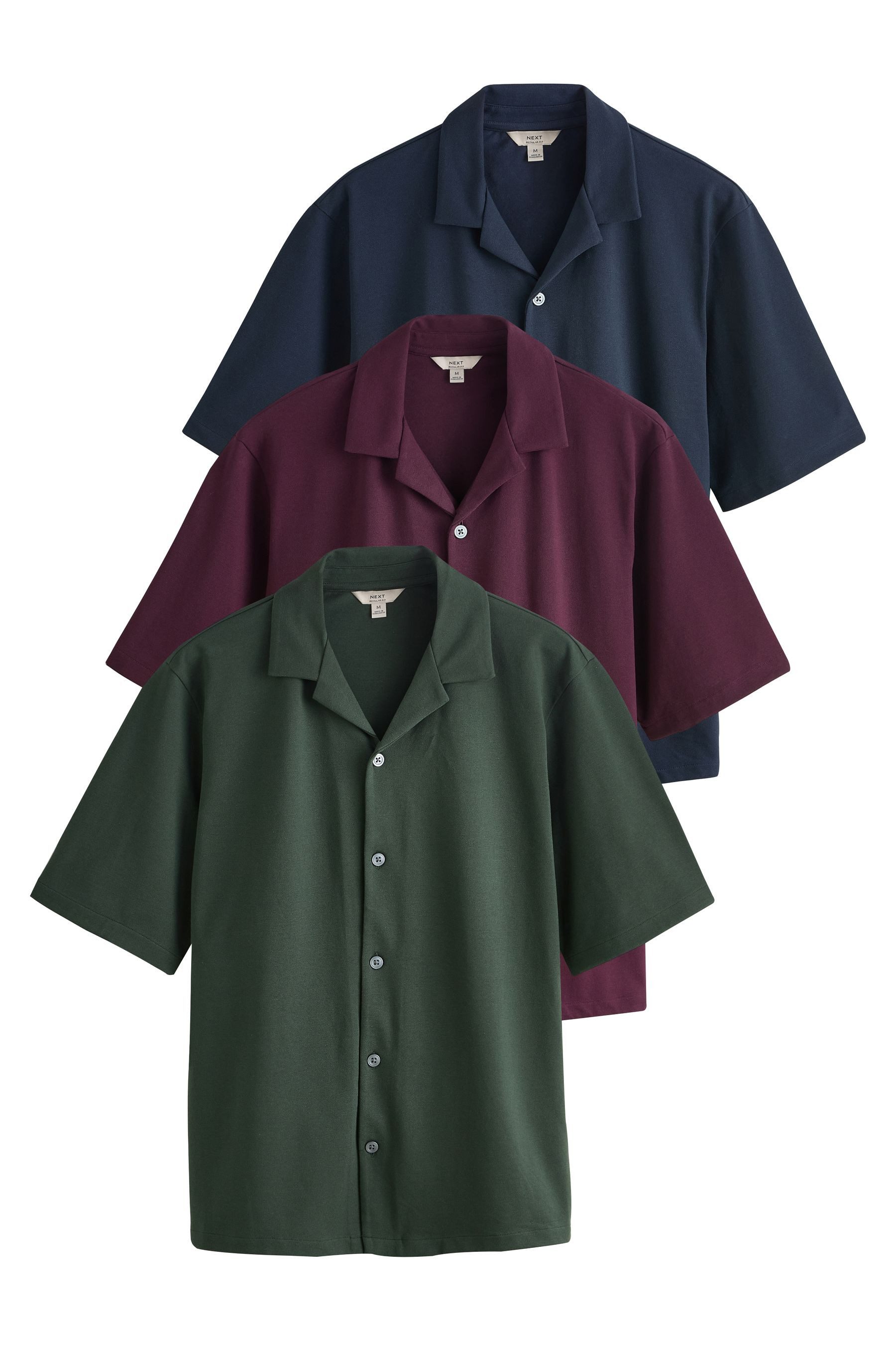 Kurzarmhemd 3er-Pack strukturierte Jersey-Kurzarmhemden