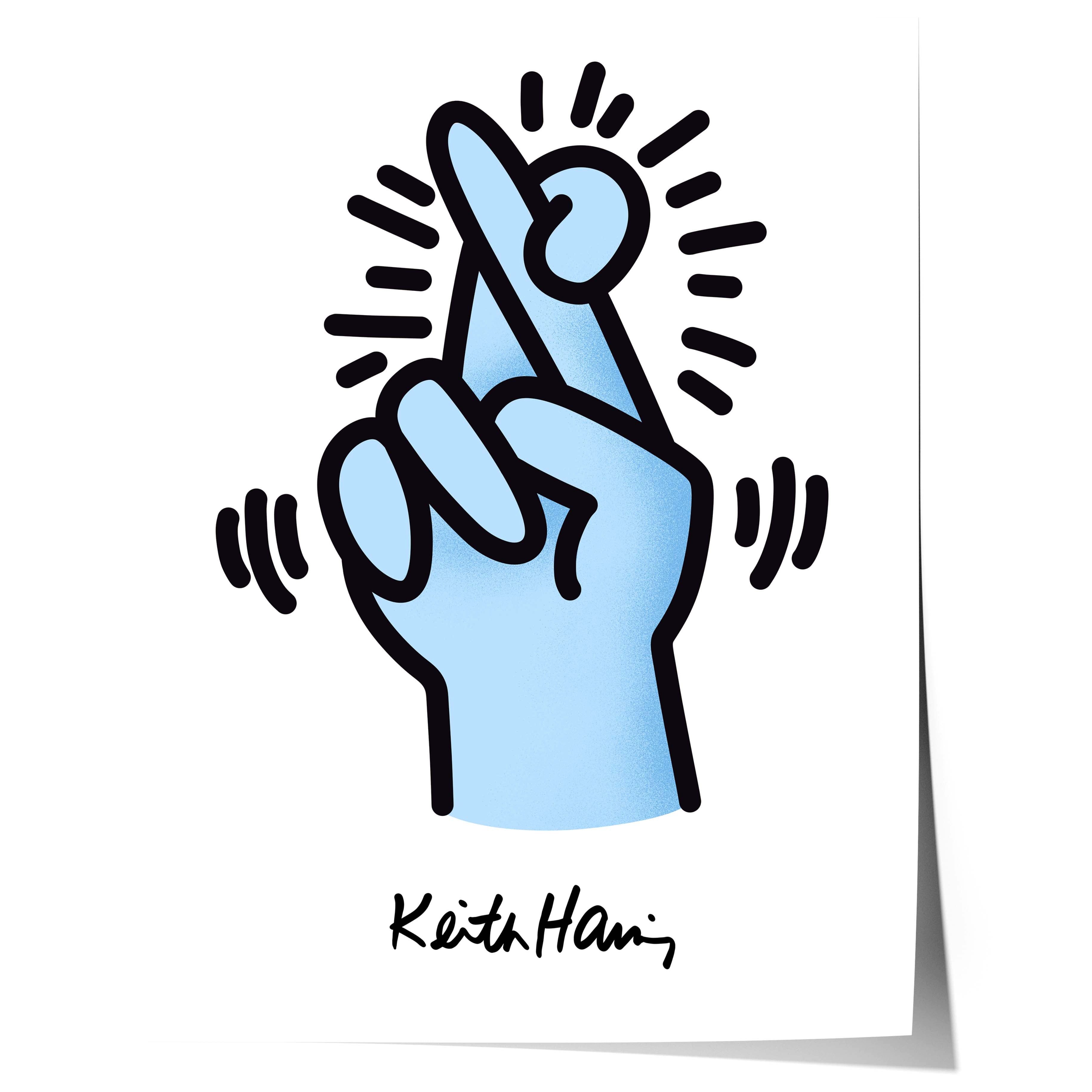 JUSTGOODMOOD Poster Finger Herz Keith Haring Style Hand Design Minimal Line Art Modernes P, (1 St)