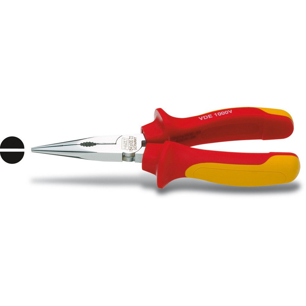 HAZET Flachzange Hazet 1841AVDE-22 VDE Flachrundzange Gerade Chrom-Vanadium Stahl 160 m