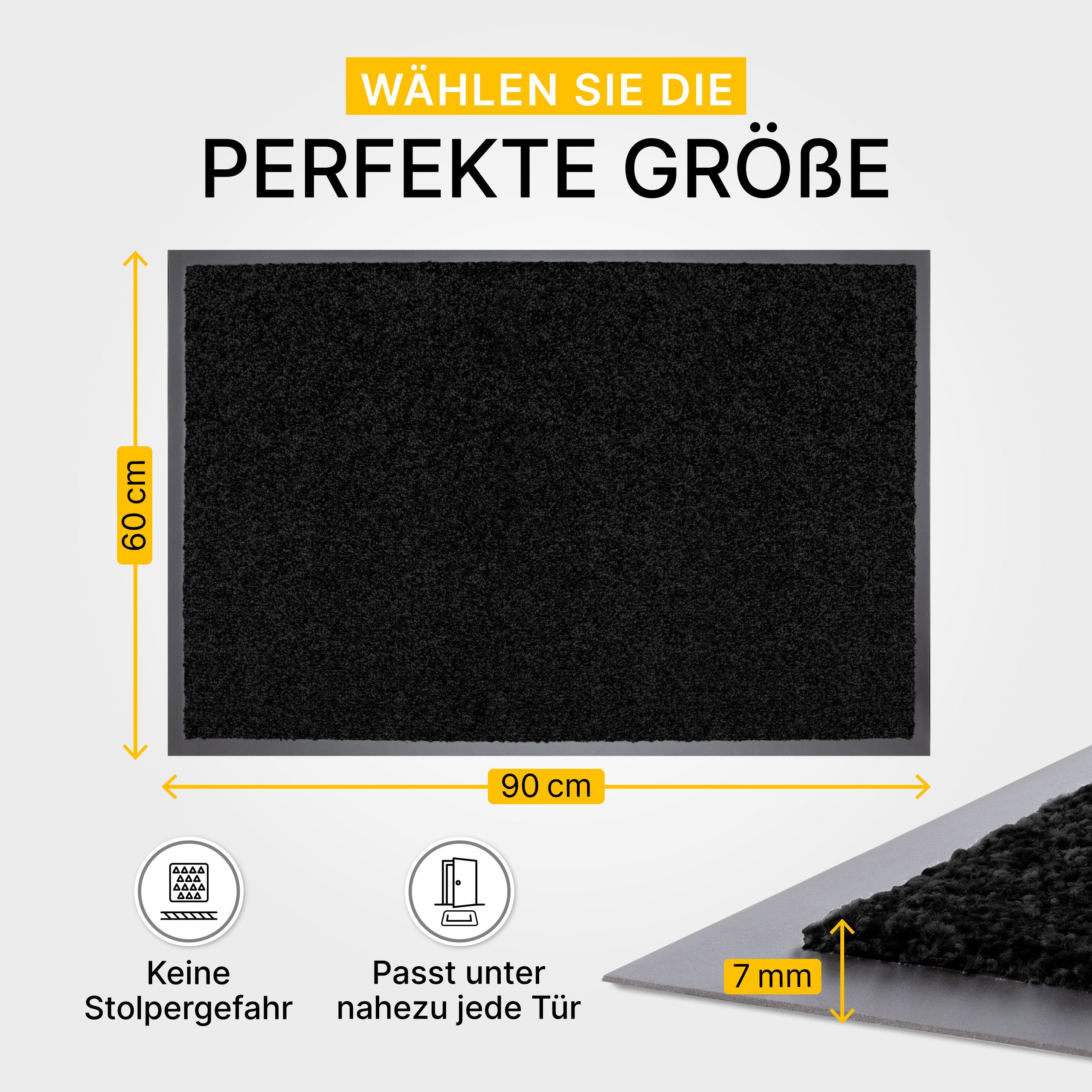 Entrando Fußmatte FIEL, Rechteckig, Höhe: 7 mm, Schmutzfangmatte Innen & Außen waschbar rutschfest dünn saugstark