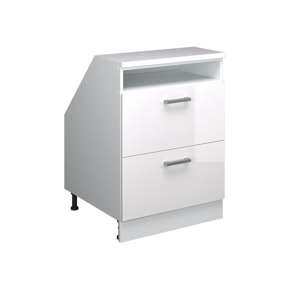 Vicco Kommode Rion, Weiß Hochglanz/Weiß, 60 x 81.6 cm mit 2 Schubladen, Schrank... (1 St)