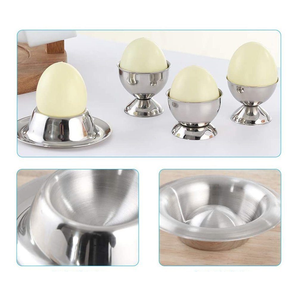 Edelstahl stapelbaren Eierhalter Küchenwender TUABUR 6-teiliges mit Eierbechern Set