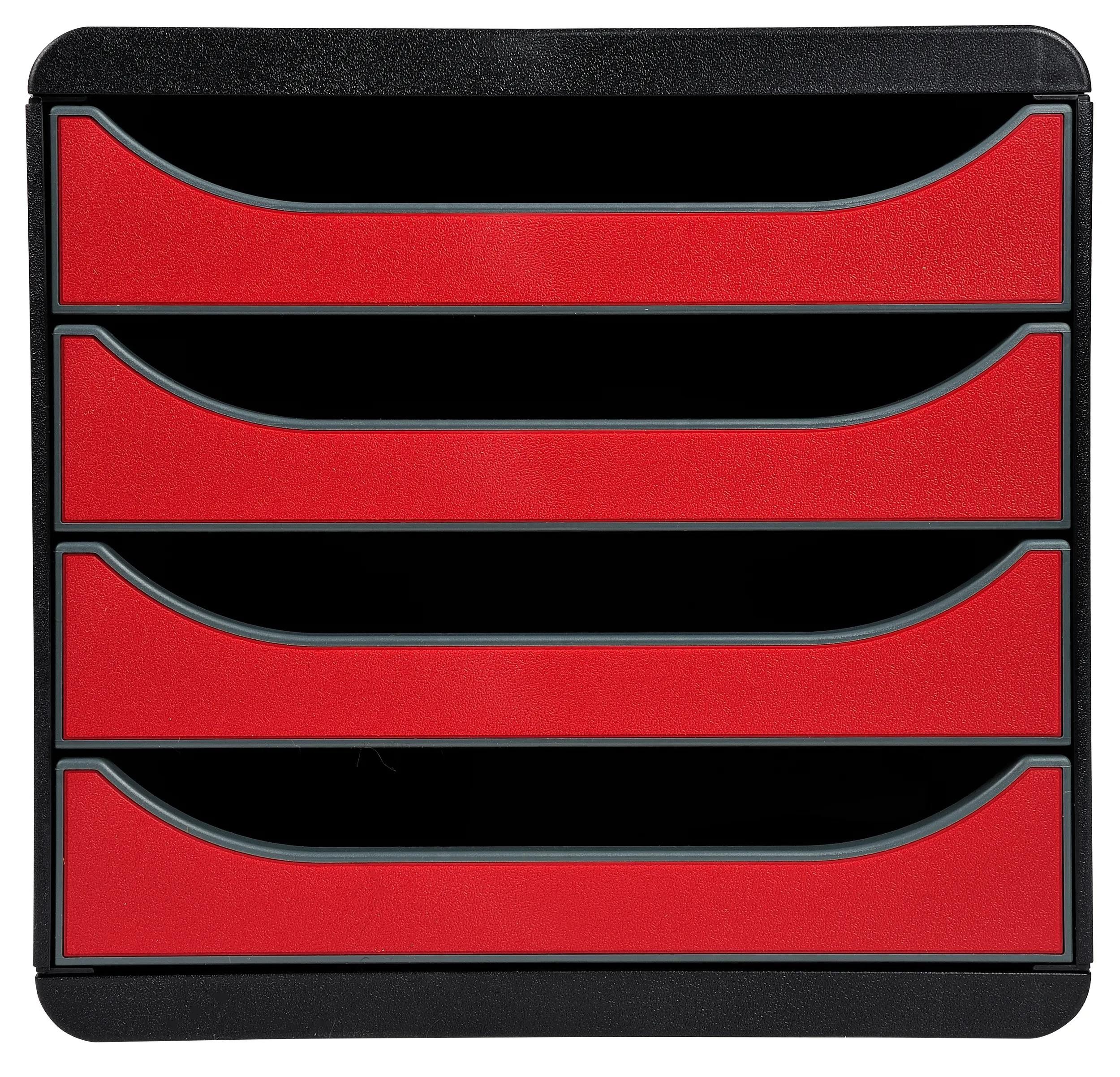 EXACOMPTA Schubladenbox Schubladenbox Big Box, 4 offene Schubladen, Karminrot, 310718D, Boxen einzen