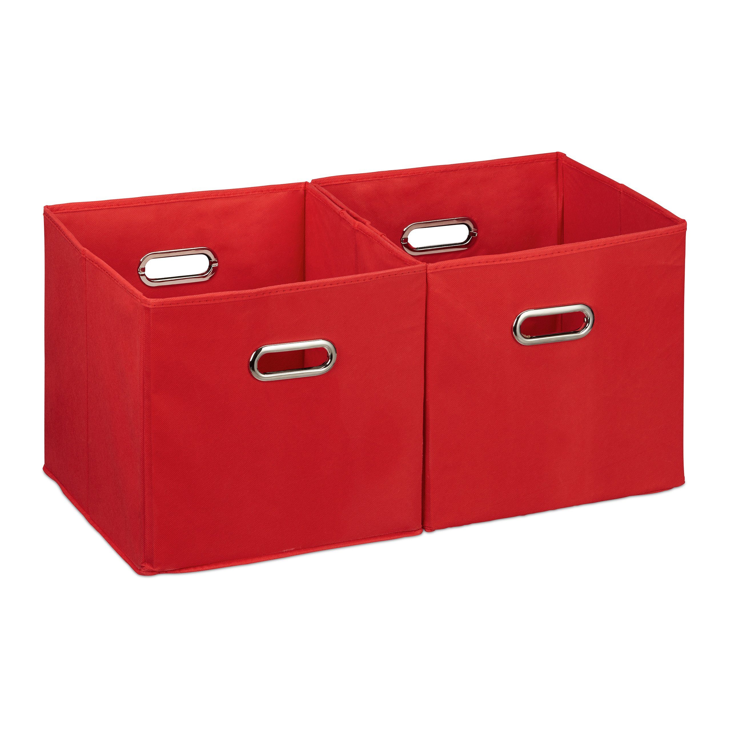 relaxdays Aufbewahrungskorb 2 x Aufbewahrungsbox Stoff rot | Dekokörbe