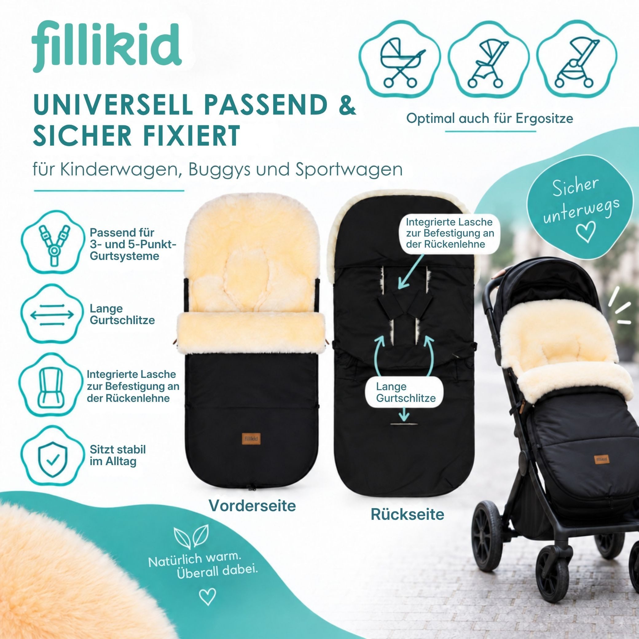 Fillikid Fußsack Winterfußsack Makalu Exklusiv – Bild 5 von 5