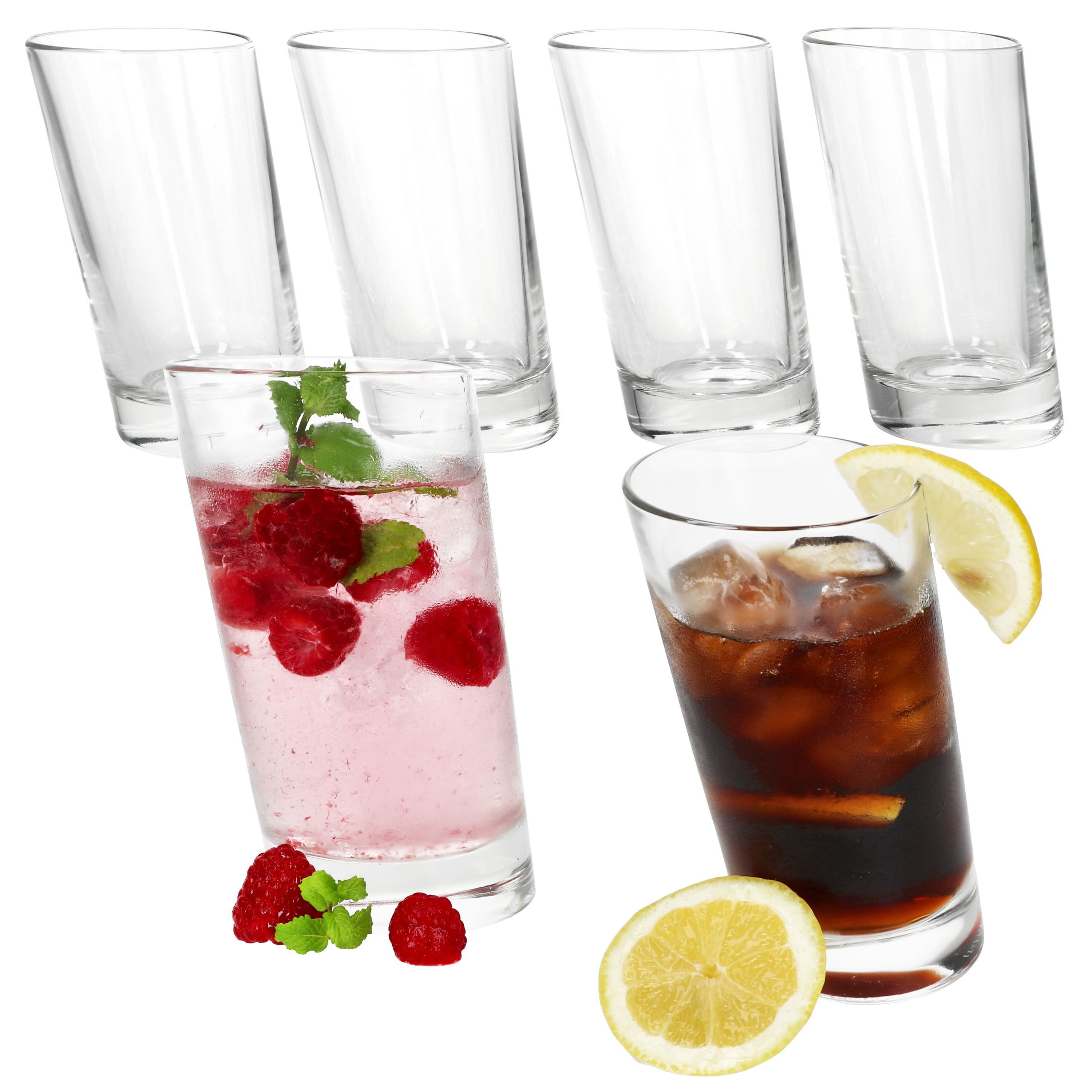 Longdrinkglas 6x Pisa Longdrinkgläser 270ml Trink-Glas Cocktail Saft Wasser schräg