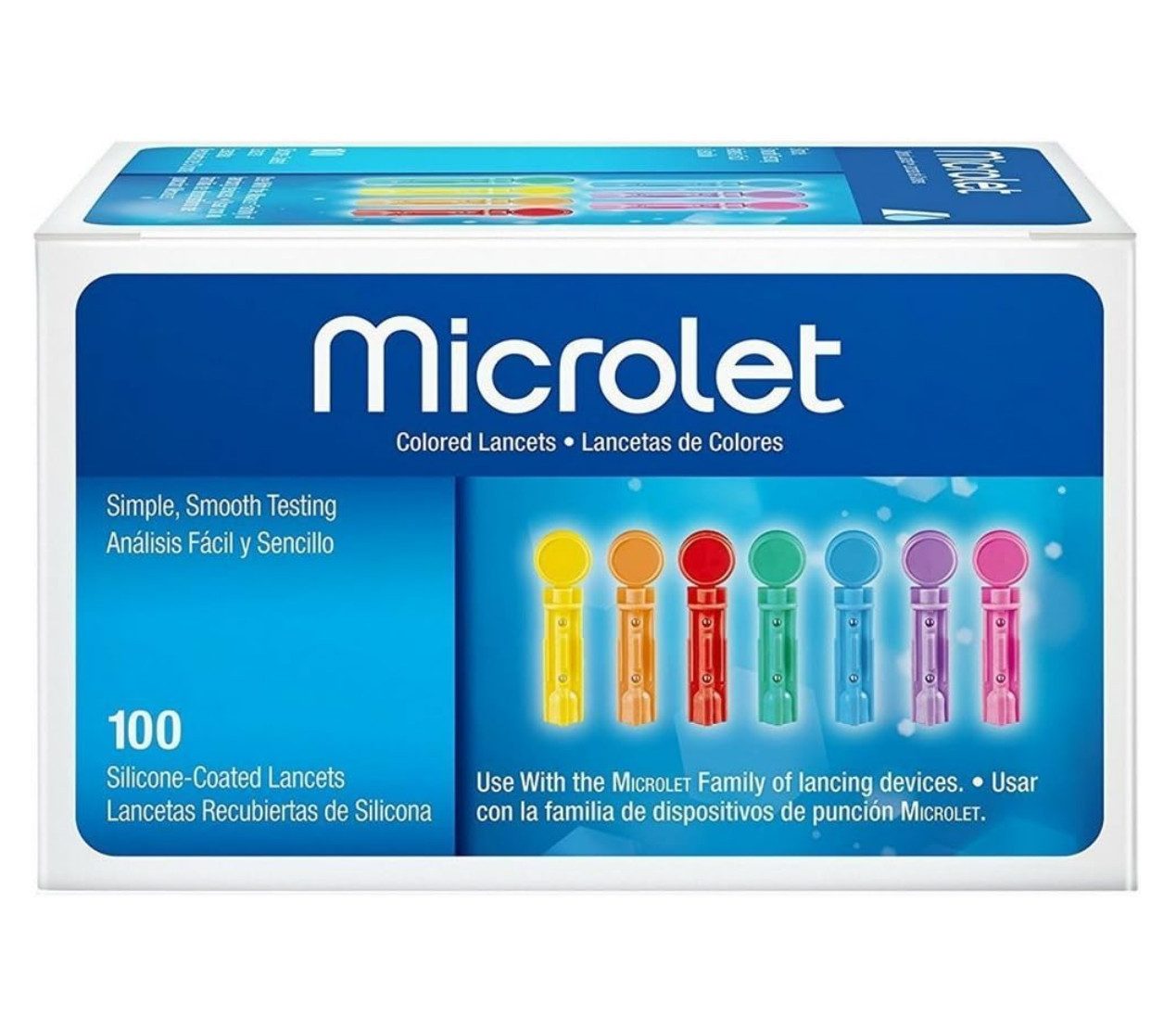 DocMed Lanzetten Microlet bunt, Spar-Set, farbige und sterile Lanzetten, 100 tlg., schmerzarme Blutgewinnung