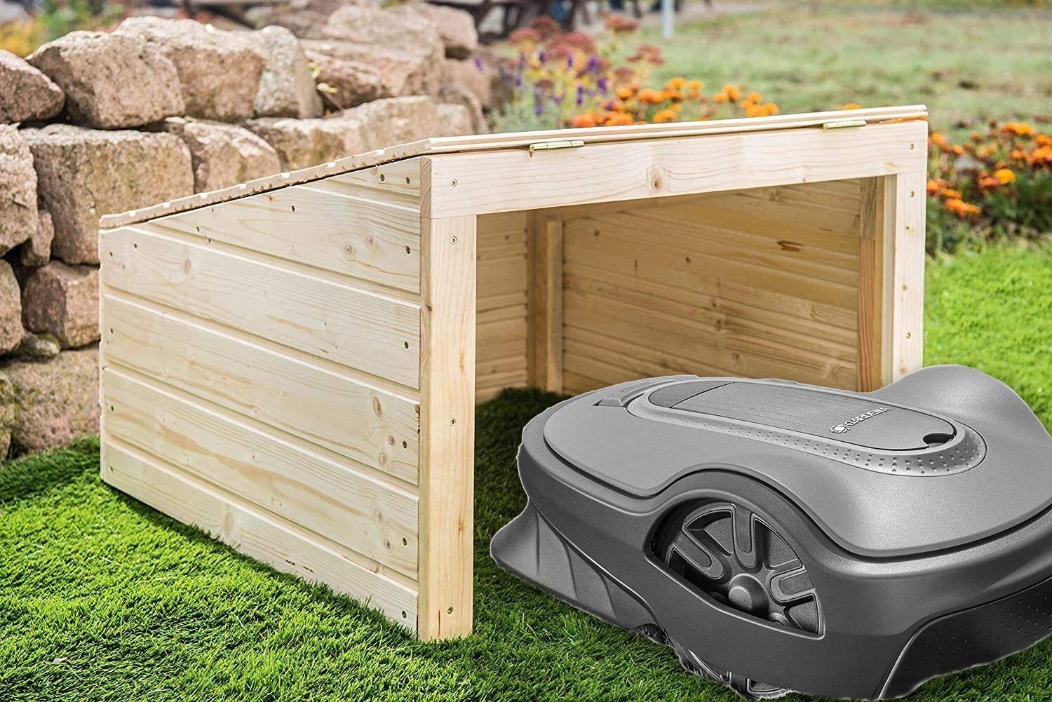 wortek Mähroboter-Garage 67x67x42 cm, f...