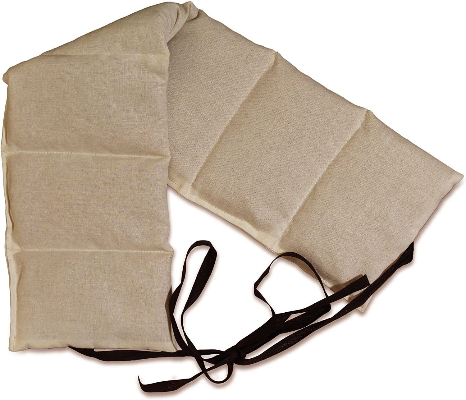 Giraffenland Rückenkissen Bio-Dinkelkissen 7-Kammer mit Band 65x15cm – Wärmekissen - Bio Dinkel, Wärmekissen Mikrowelle/Backofen, Kältekissen Kühlschrank/Gefriertruhe