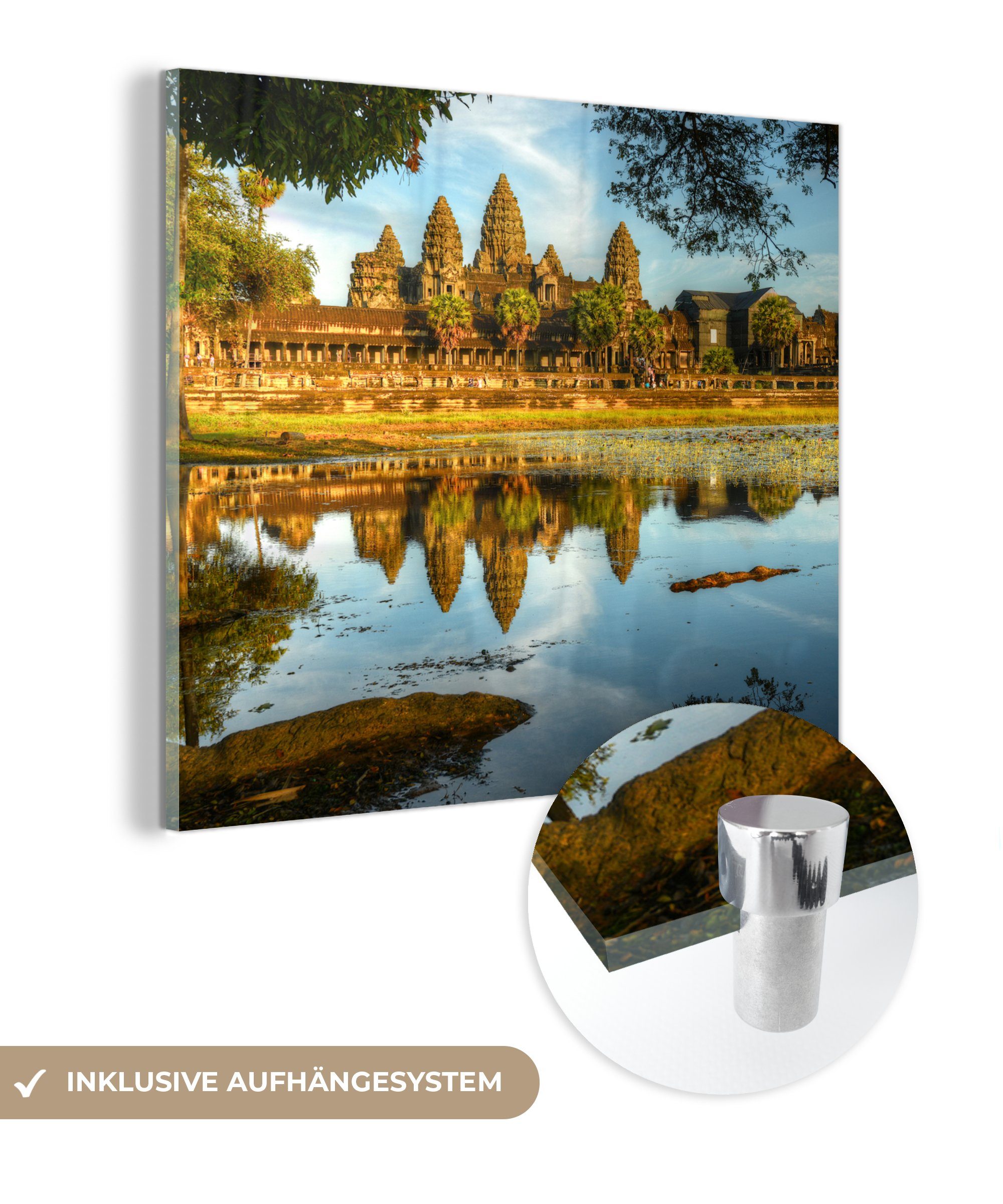 MuchoWow Acrylglasbild Außenansicht von Angkor Wat, (1 St), Glasbilder - Bilder auf Glas Wandbild - Foto auf Glas - Wanddekoration