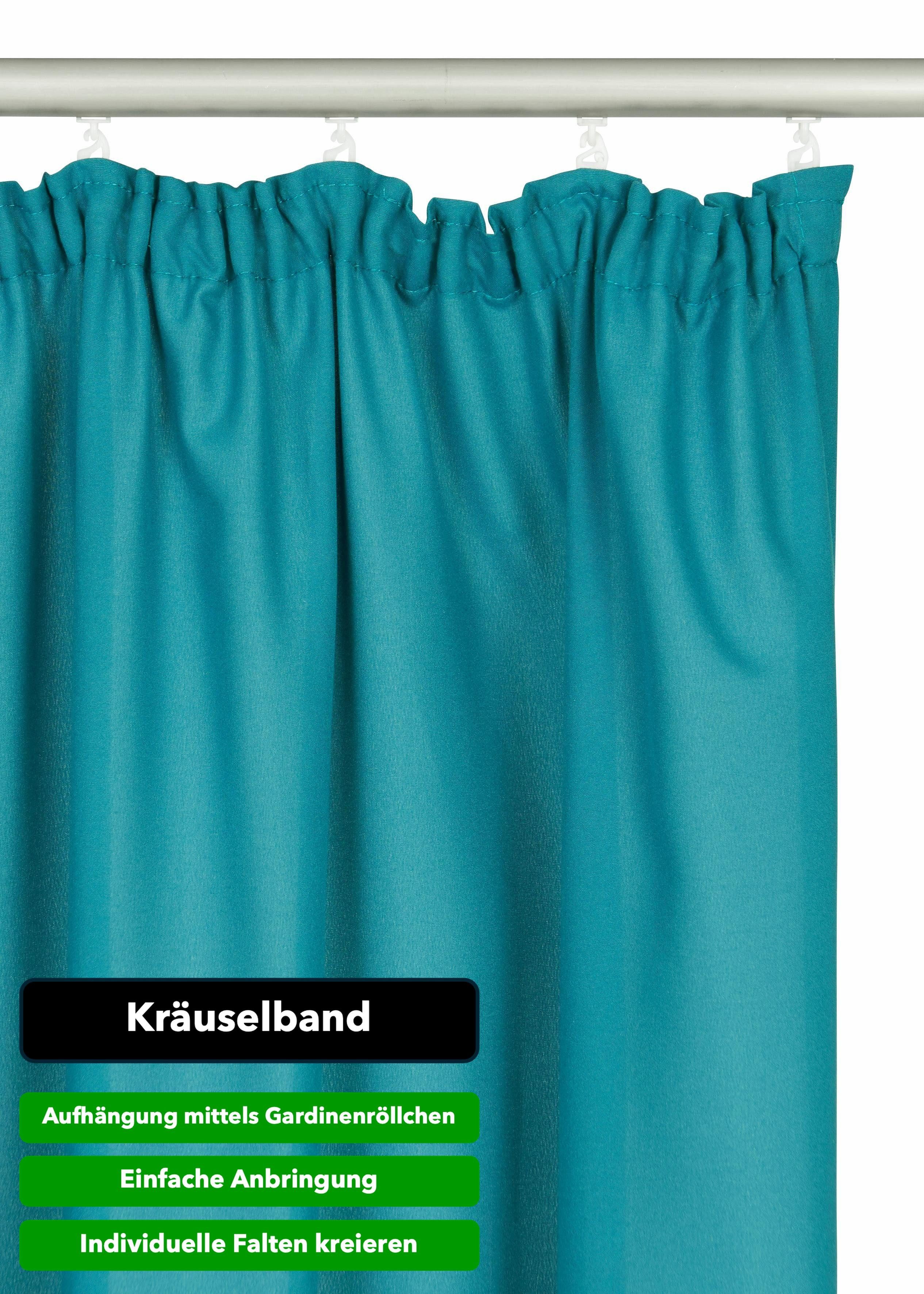OTTO home Vorhang Parry mit Kräuselband, 2er Set, blickdicht, Topseller (2 St), Kräuselband, blickdicht, Polyester, 2-er Set, blickdicht, monochrom, basic, einf – Bild 4 von 5