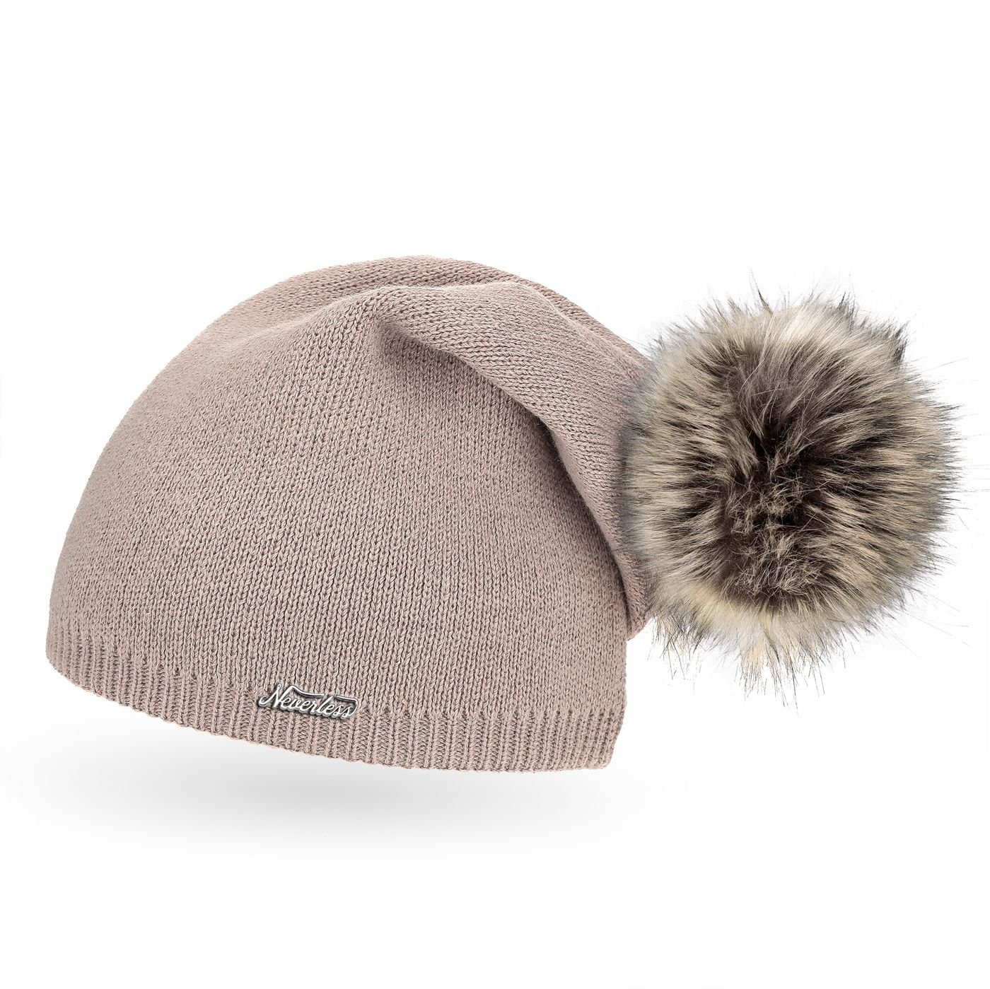 Neverless Bommelmütze Damen Strickmütze mit Fell-Bommel, günstig online kaufen