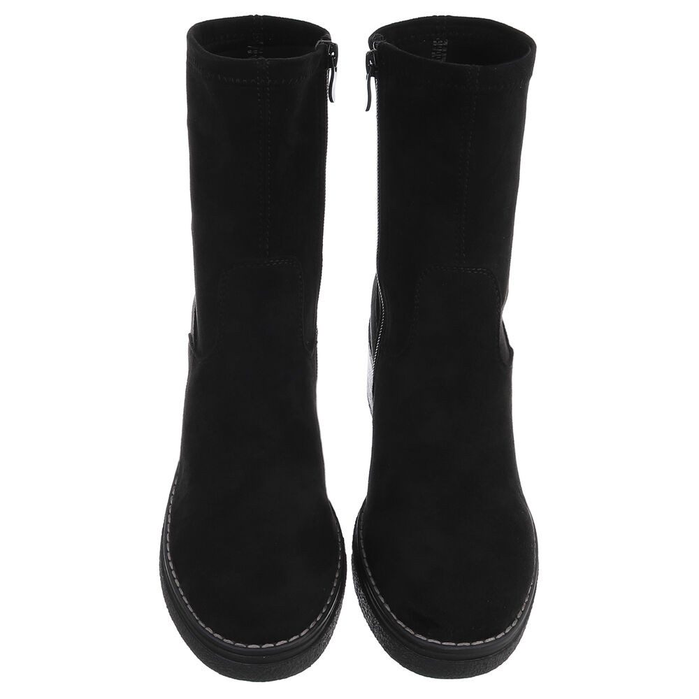 Ital-Design Elegante Ankle Boots mit Blockabsatz für Damen Plateaustiefelette (90598755) Blockabsatz Stiefeletten in Schwarz