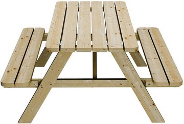 Platan Room Sitzgruppe Picknicktisch, Sitzgruppe aus Holz 120 / 150 / 170 cm Tisch Bank Kiefer massiv 35 mm