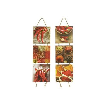 Home-trends24.de Holzbild Wandbilder Bild Küchenbild 2er Set Deko Chili Pepperoni Gewürzbild