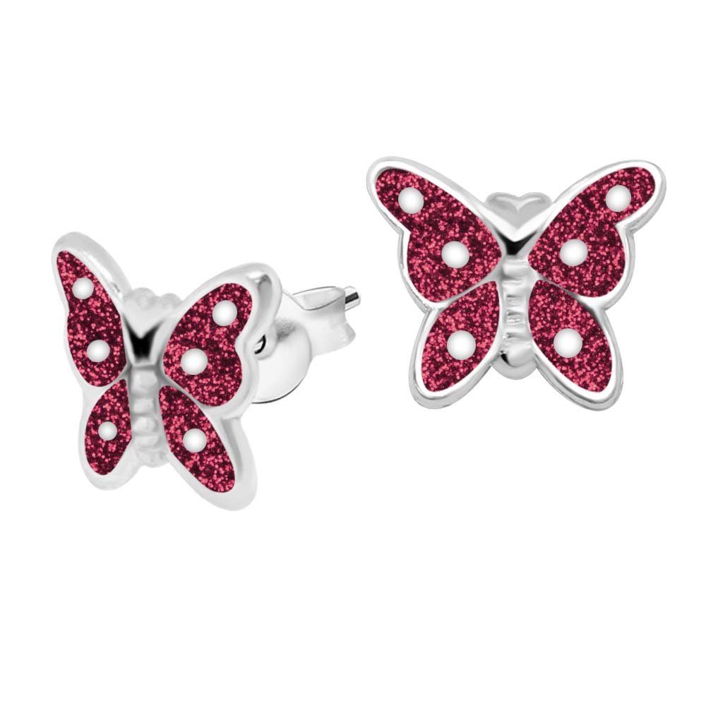 schmuck23 Geschenk echte Mädchen Silber, Kinder Ohrstecker Schmetterling Paar Ohrringe Silberohrringe 925 Kinderschmuck