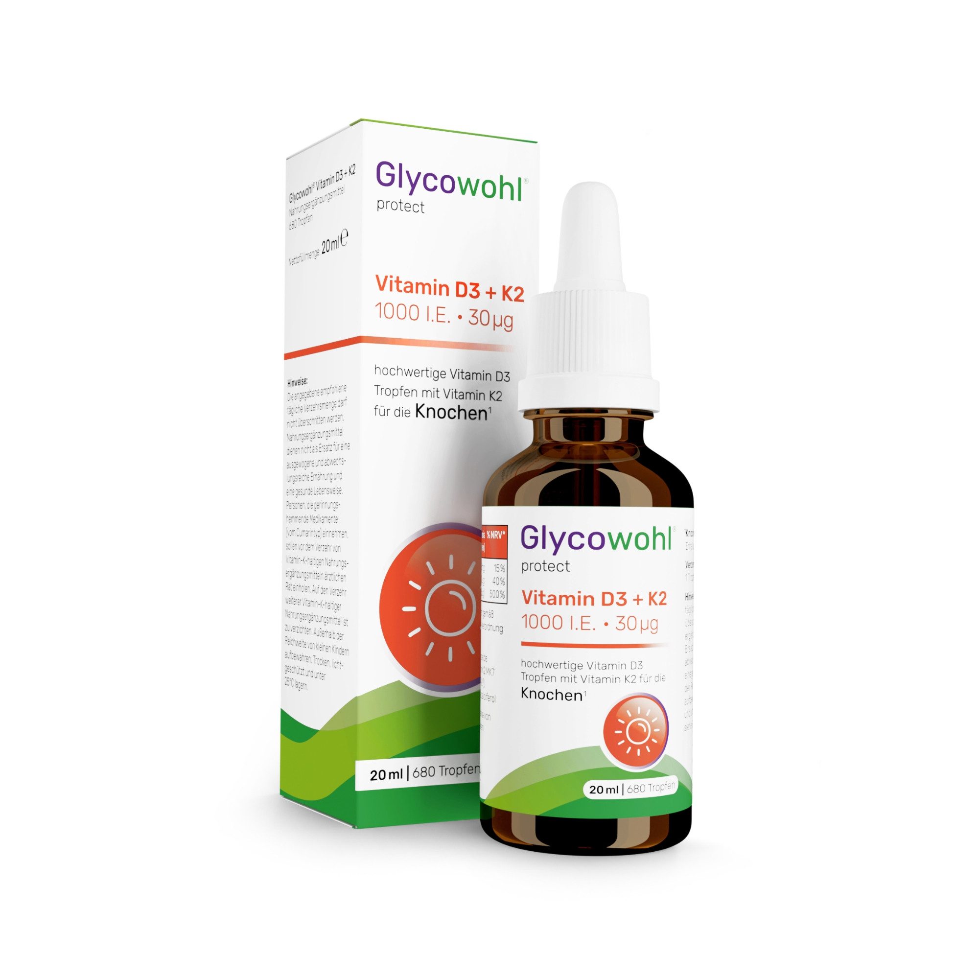 Glycowohl® Vitamin D3 1000 I.E. + K2 30 µg Tropfen Tropfen, 0.0 g 20.0 ml