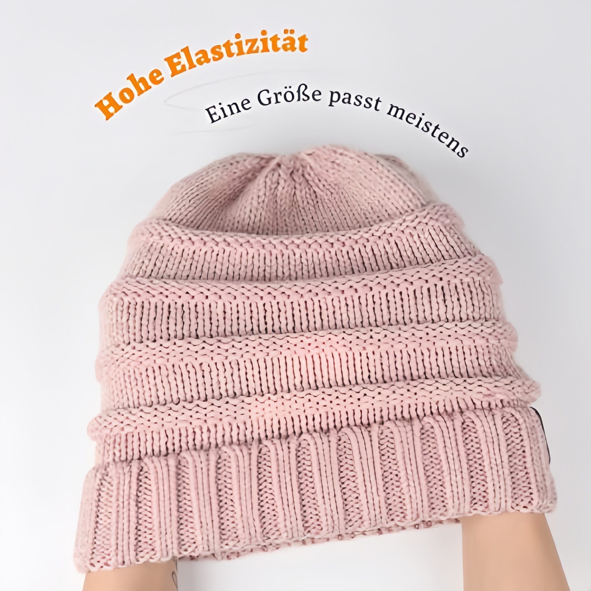 FOUORTUNATE-BEE Strickmütze Damen Wintermütze, weiche Strickmütze, locker & vielseitig tragbar (Breite Strick-Wintermütze Damen, modische, warme Mütze für Winte – Bild 3 von 5