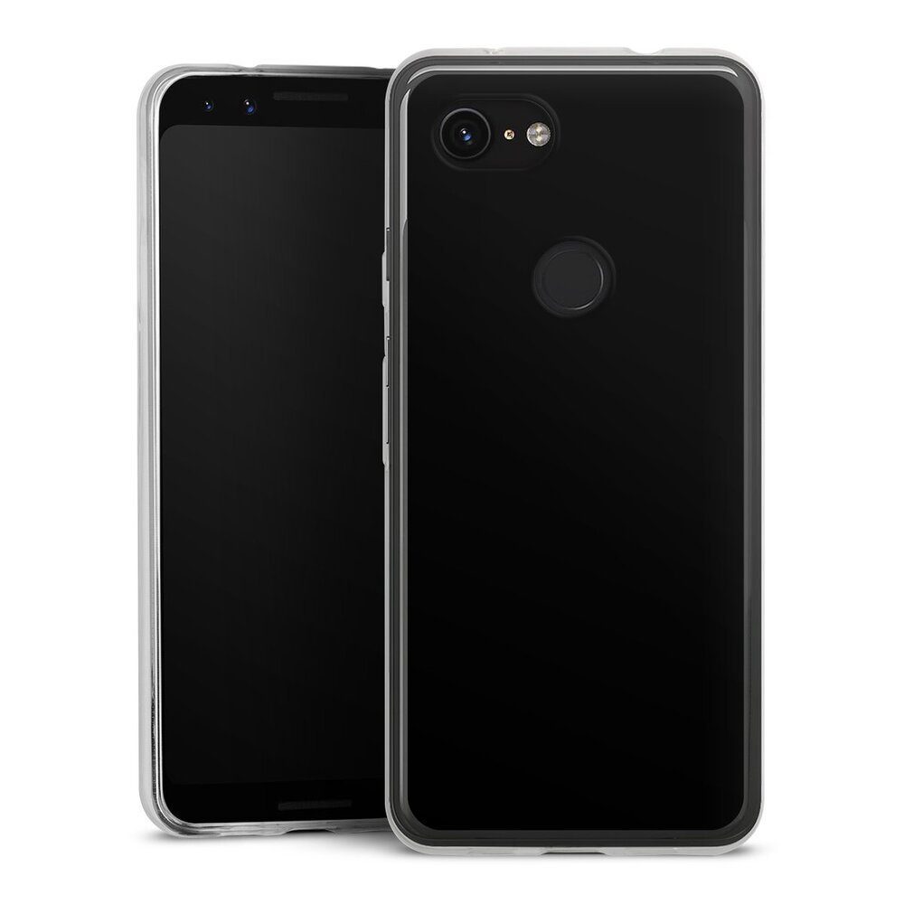 DeinDesign Handyhülle einfarbig schwarz Farbe Schwarz, Google Pixel 3a Slim Case Silikon Hülle Ultra Dünn Schutzhülle