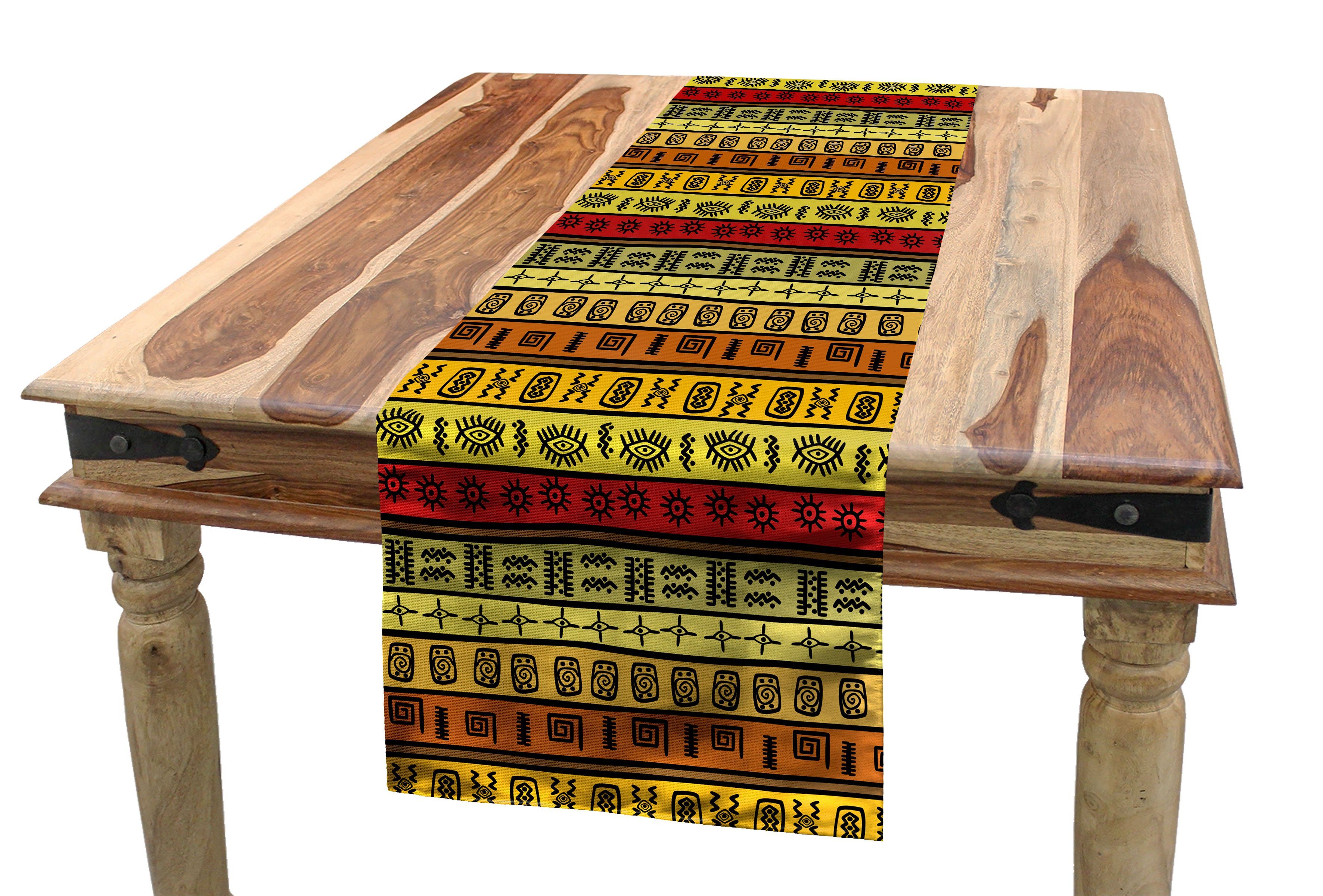 Abakuhaus Tischläufer Esszimmer Küche Rechteckiger Dekorativer Tischläufer, afrikanisch Stammes
