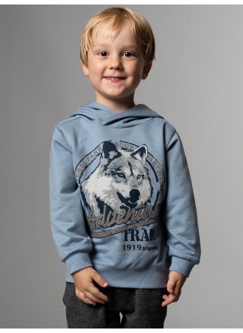 Sweatshirt Wolf-Print mit TRIGEMA Trigema Hoodie großem