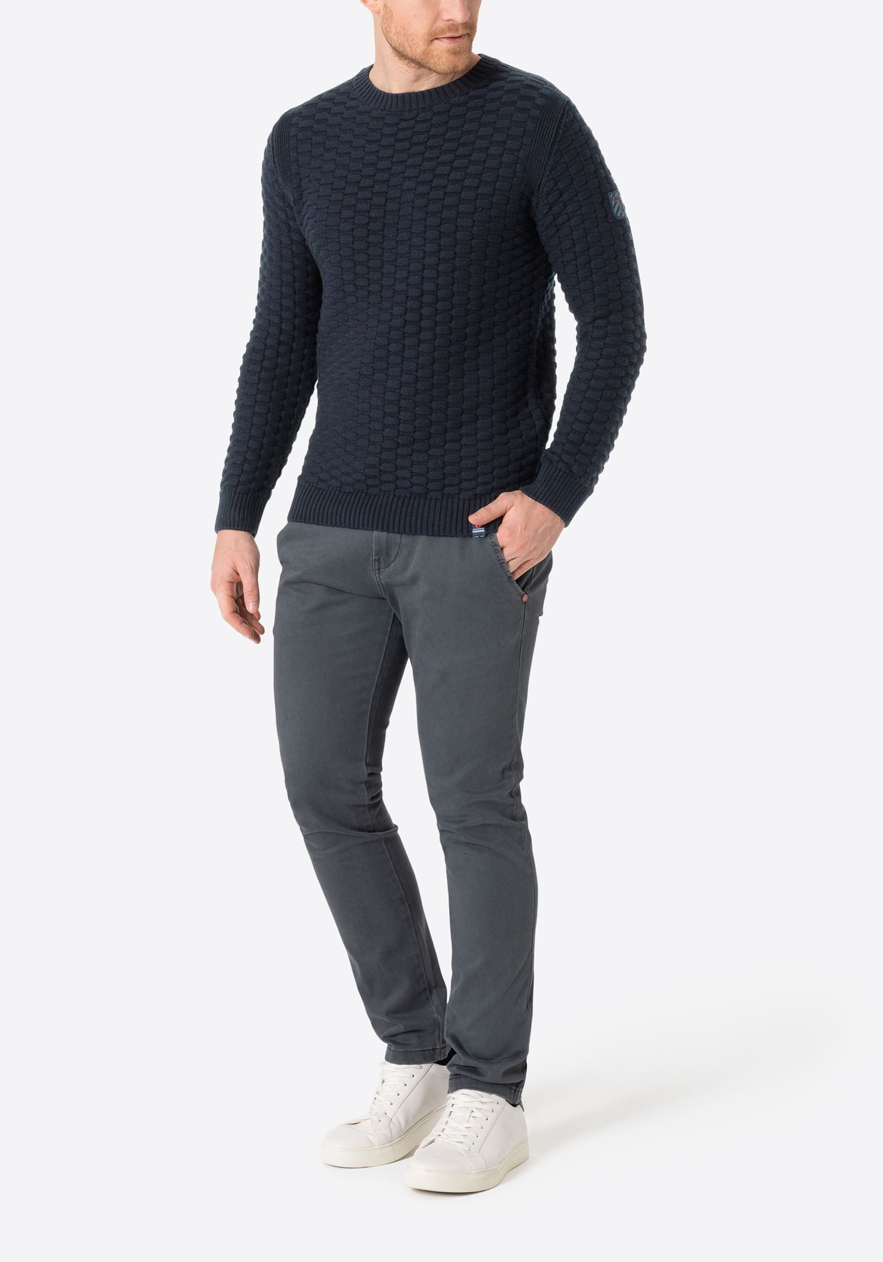 TIMEZONE Strickpullover Strickpullover Rundhals 3D Muster Regular Fit Heavy Knit Crewneck