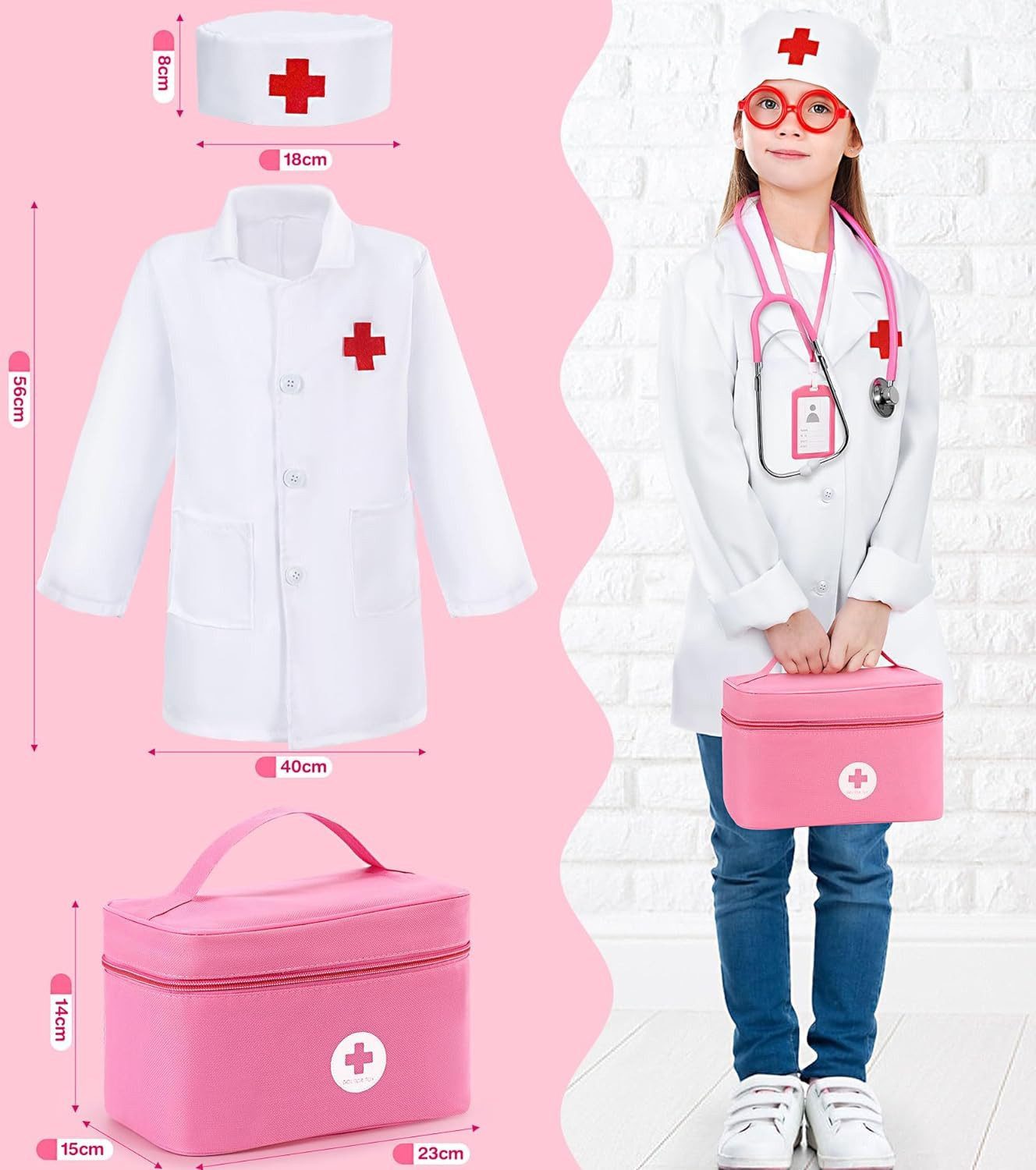 Ophy Spielzeug-Arztkoffer Holz-Arztkoffer Spielset für Kinder ab 3 Jahren, (pädagogisches medizinisches Spielzeug), realistisch & sicher (Arztkoffer aus Holz)