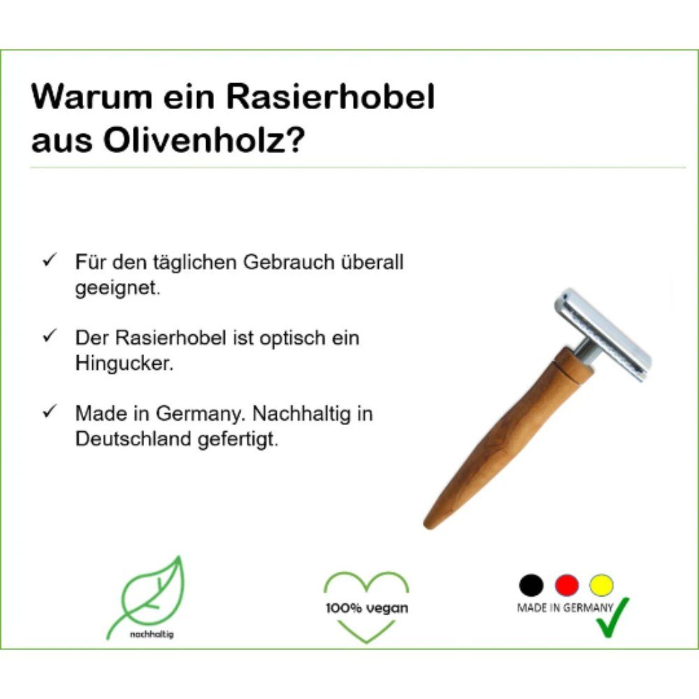 Olivenholz-erleben Rasierhobel Rasierhobel Unikat, Jedes einsetzbar vielseitig ein Stück Griff mit 1-tlg., "Zugspitze"