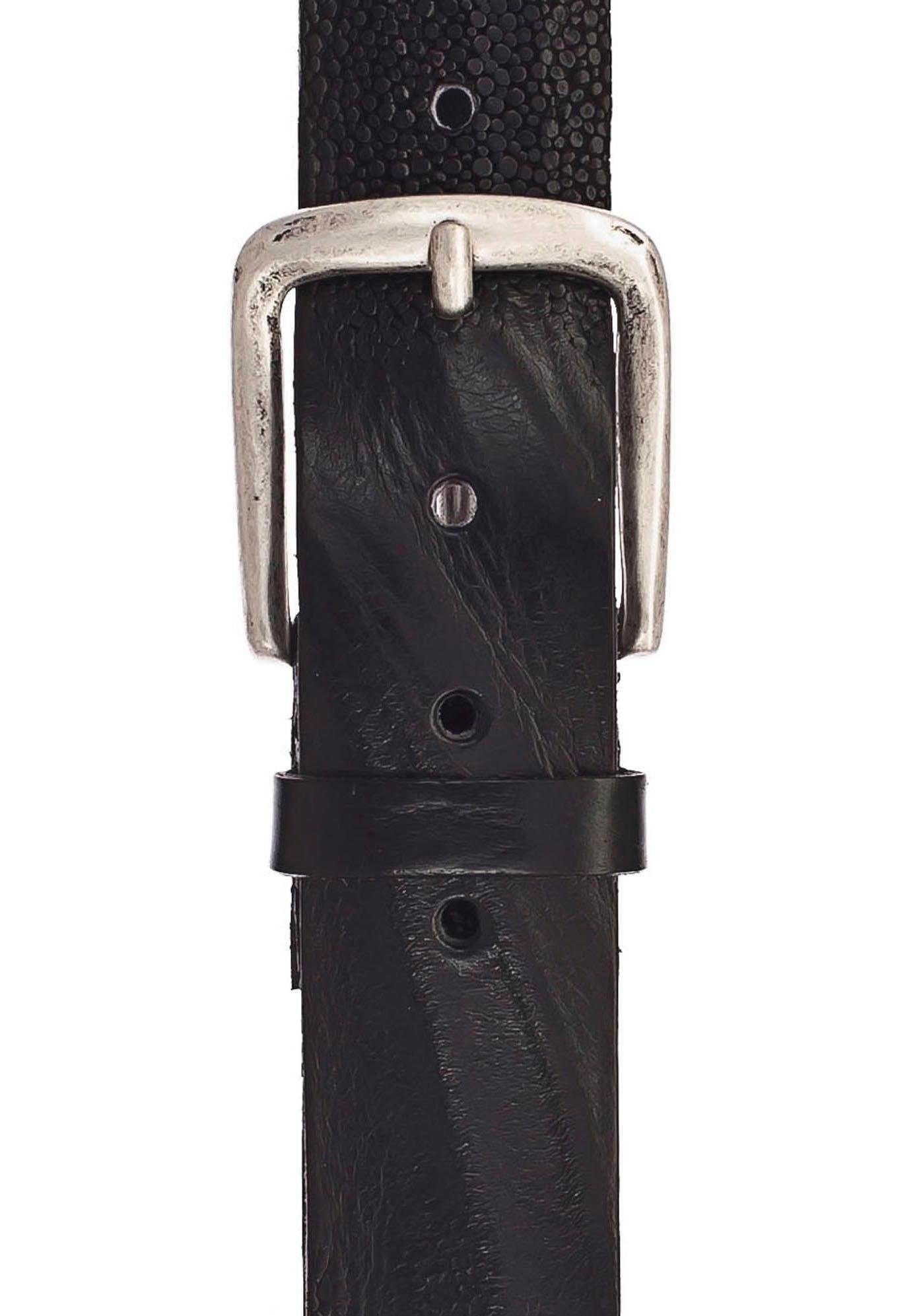 Vanzetti Vollrindleder mit partieller Rochenprägung schwarz Ledergürtel
