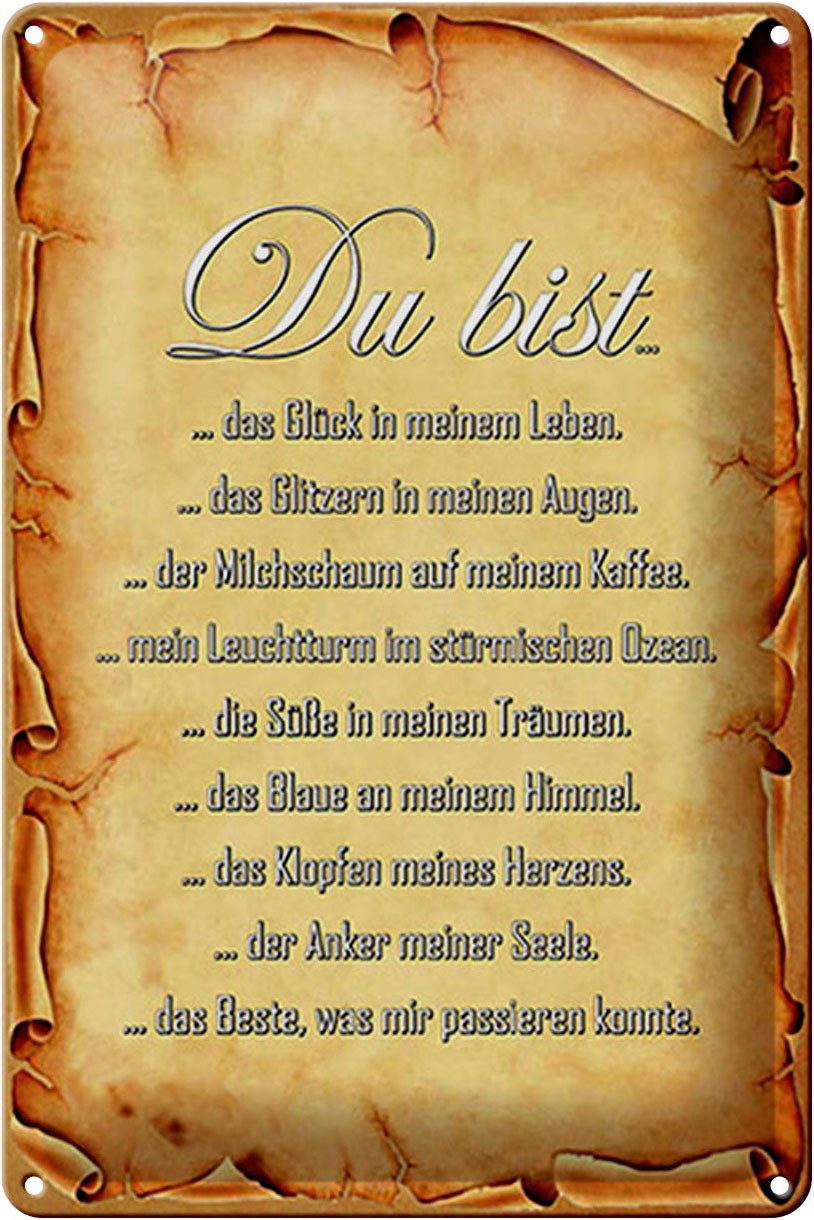 Metallschild Schild Blech 20x30cm - Made in Germany - Spruch Du bist Glück in meine