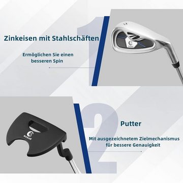 KOMFOTTEU Golfschläger + Golfbag, 1 Driver, 3 Fairway, 5 Hybrid & 1 Standtasche