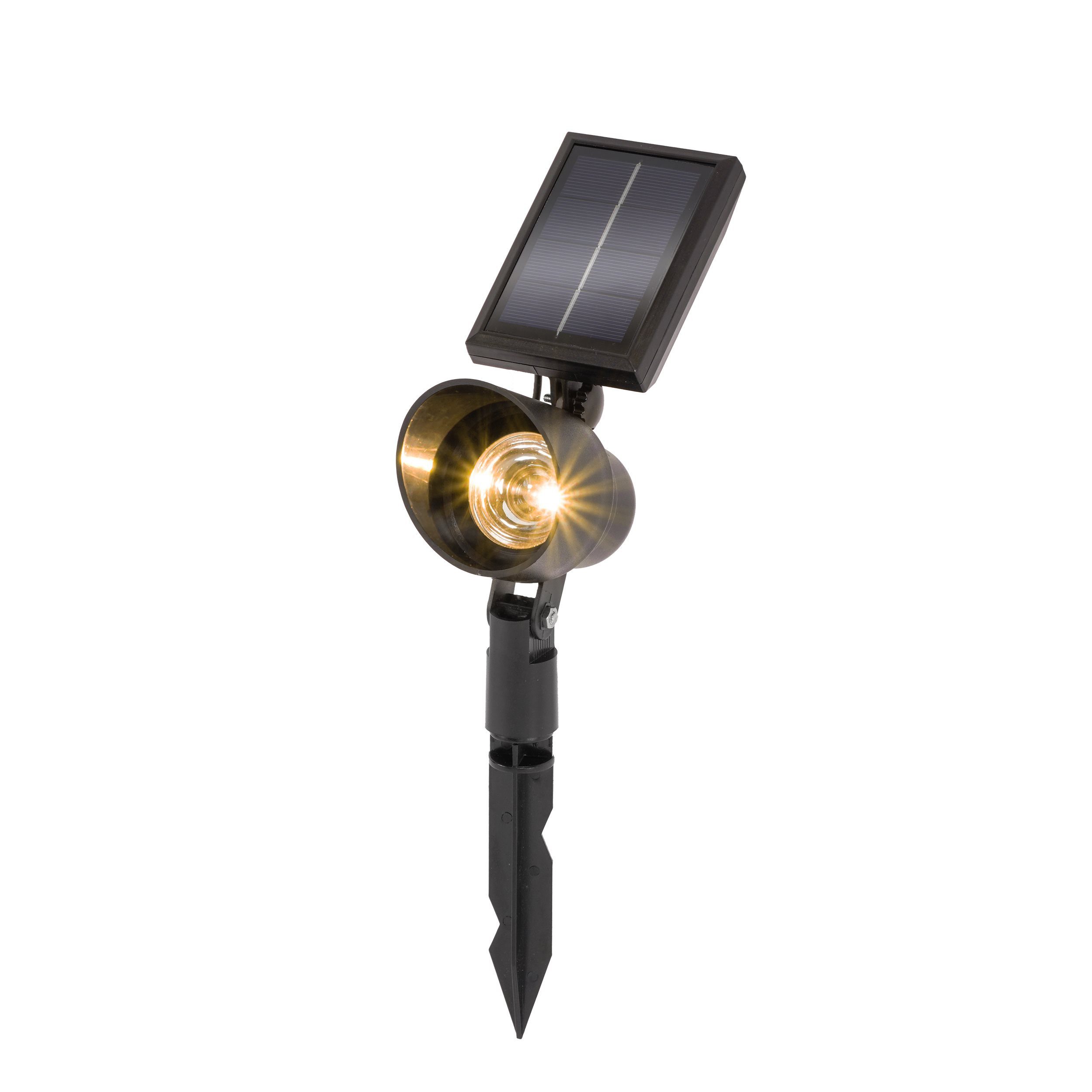 esotec LED Gartenstrahler Solarstrahler Spoti Ø7cm 30lm 3000K warmweiß LED-Spot outdoor 102548, LED fest integriert