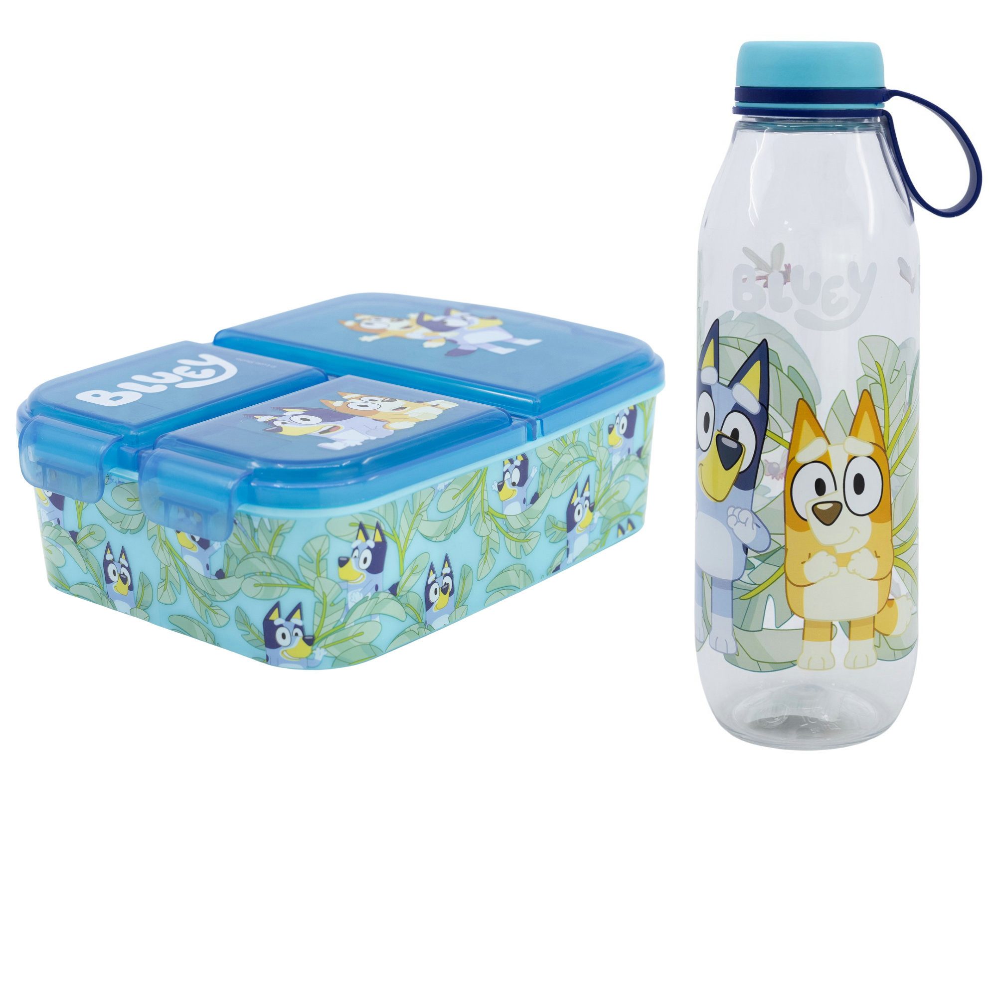Bluey Lunchbox Bluey Bingo Kinder 2 teiliges Set 3 Kammern Brotdose Trinkflasche, (2-tlg., Spar-Set), 650 ml