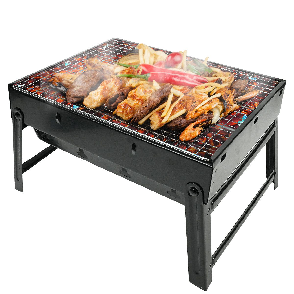 Sumosuma Standgrill Holzkohlegrill, Picknickgrill Edelstahl Kleiner Grill, Portable Campinggrill Abnehmbare BBQ Grills für Outdoor Garten Party