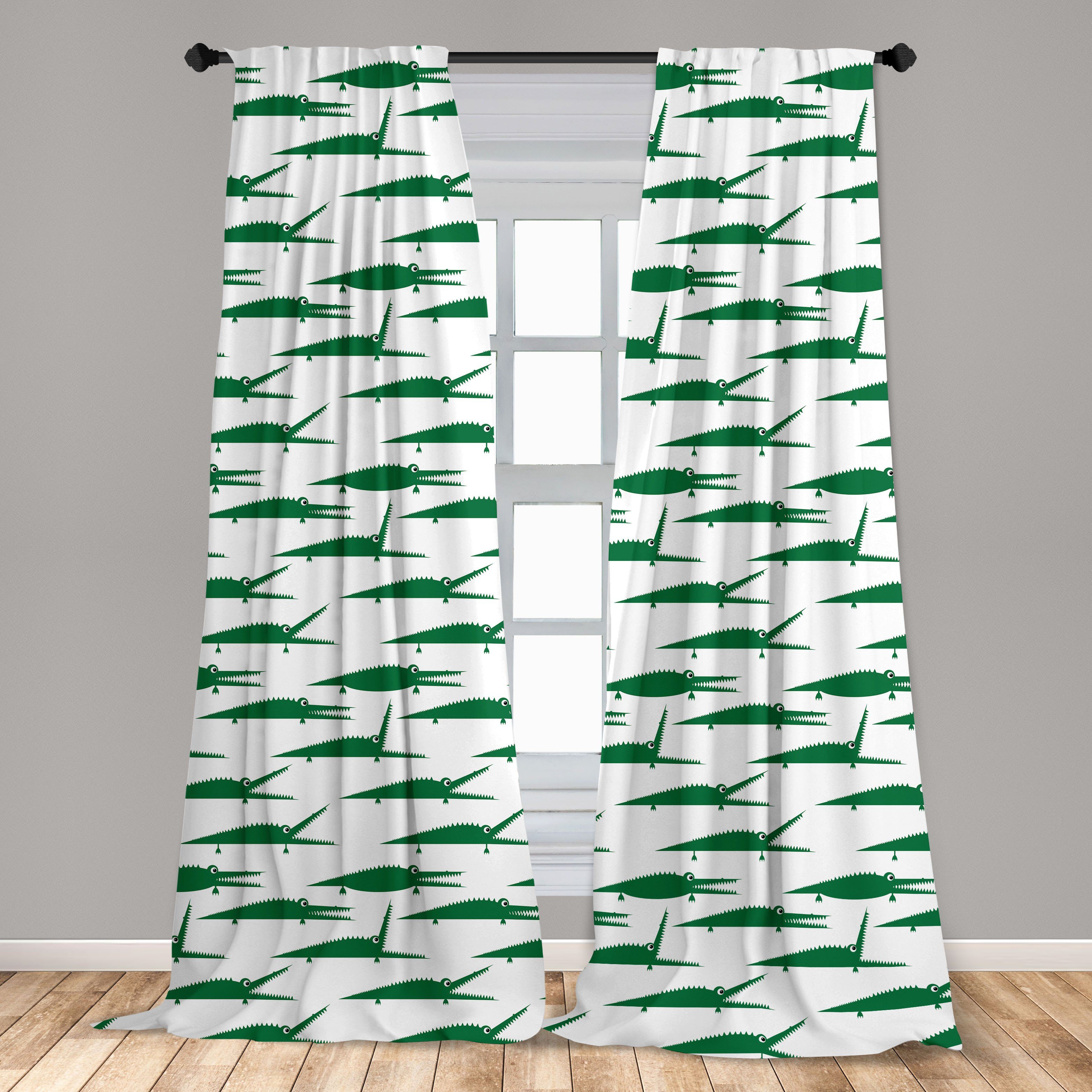 Gardine Vorhang für Wohnzimmer Schlafzimmer Microfaser, Green Abakuhaus, Krokodil Lustiger Alligator Dekor