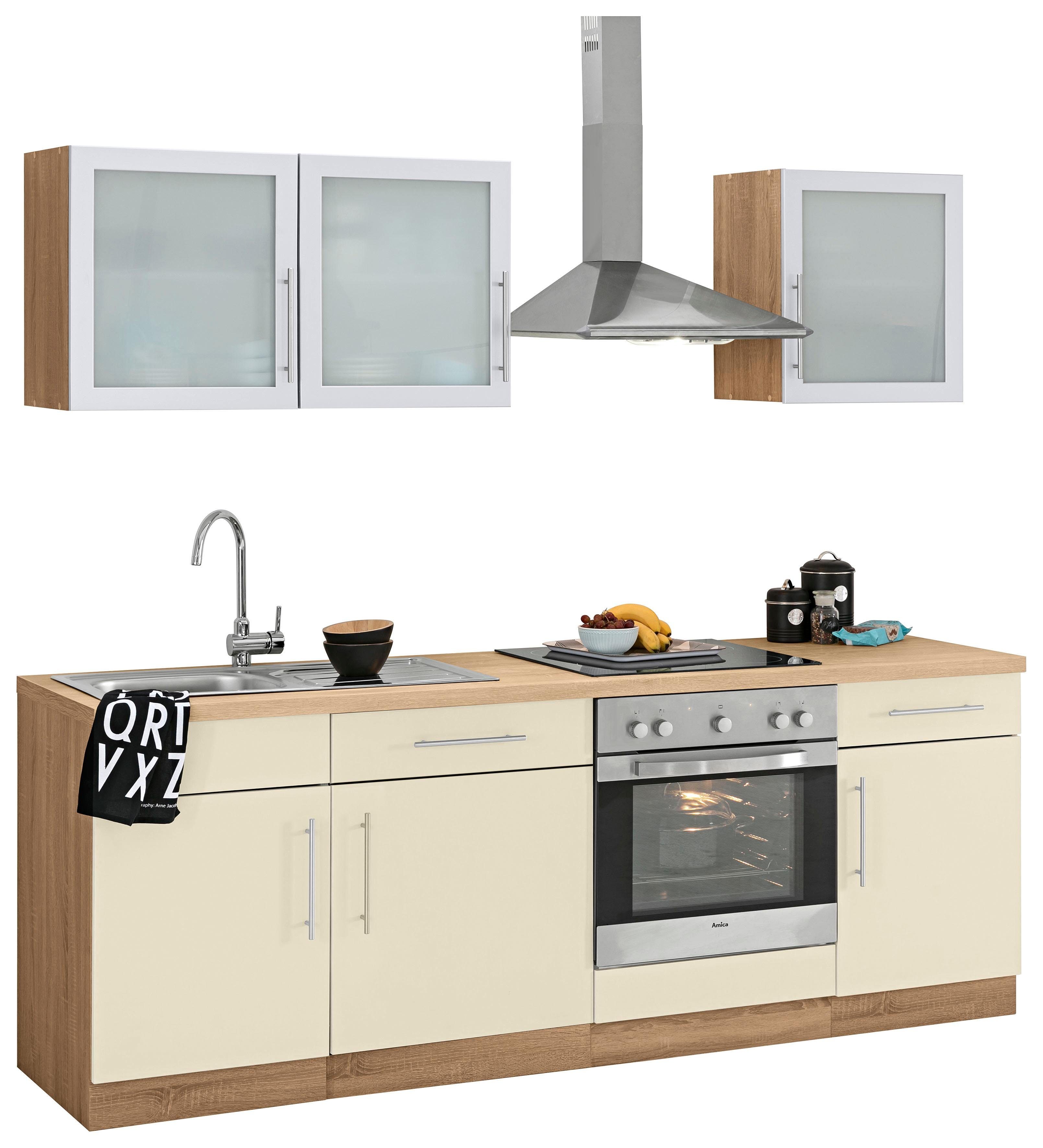 wiho Küchen Küchenzeile »Aachen«, mit E-Geräten, Breite 220 cm