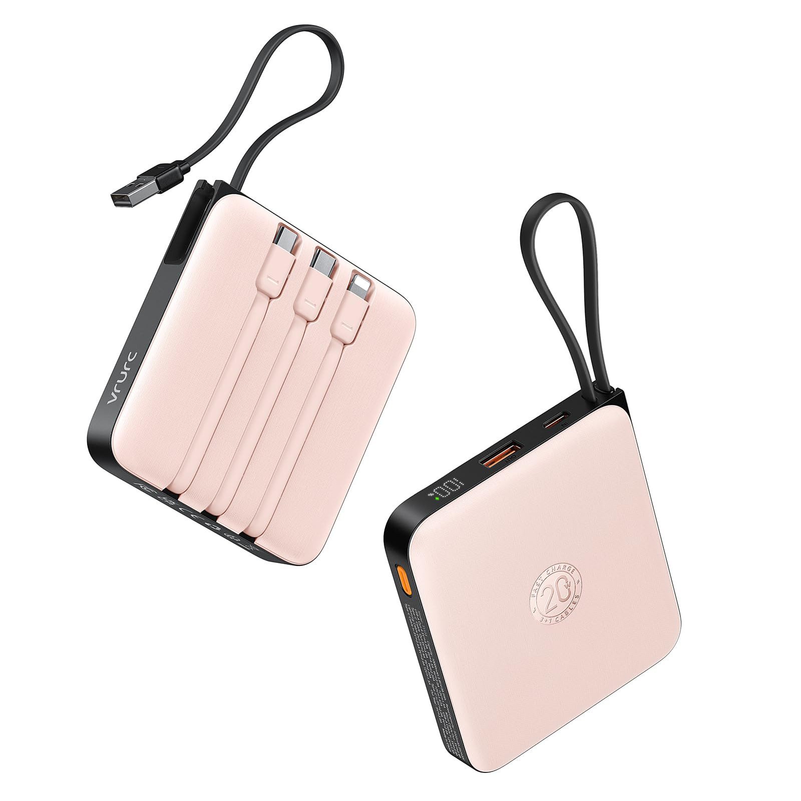 VRURC 20000 mAh Kabel Klein USB C 22.5W QC3.0 Schnelles Aufladen Tragbares Powerbank 20000 mAh (1 St), Ladegerät Externe Handyakkus Klein Aber Stark mit LED-Anzeige- Android